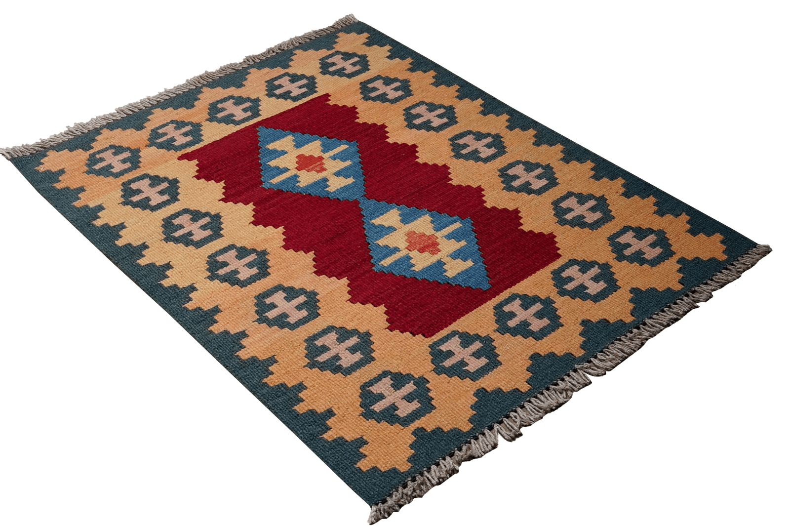 Kelim Gashgai — Handmade, 65x93 cm, Red, 100% Virgin Wool | View 4
