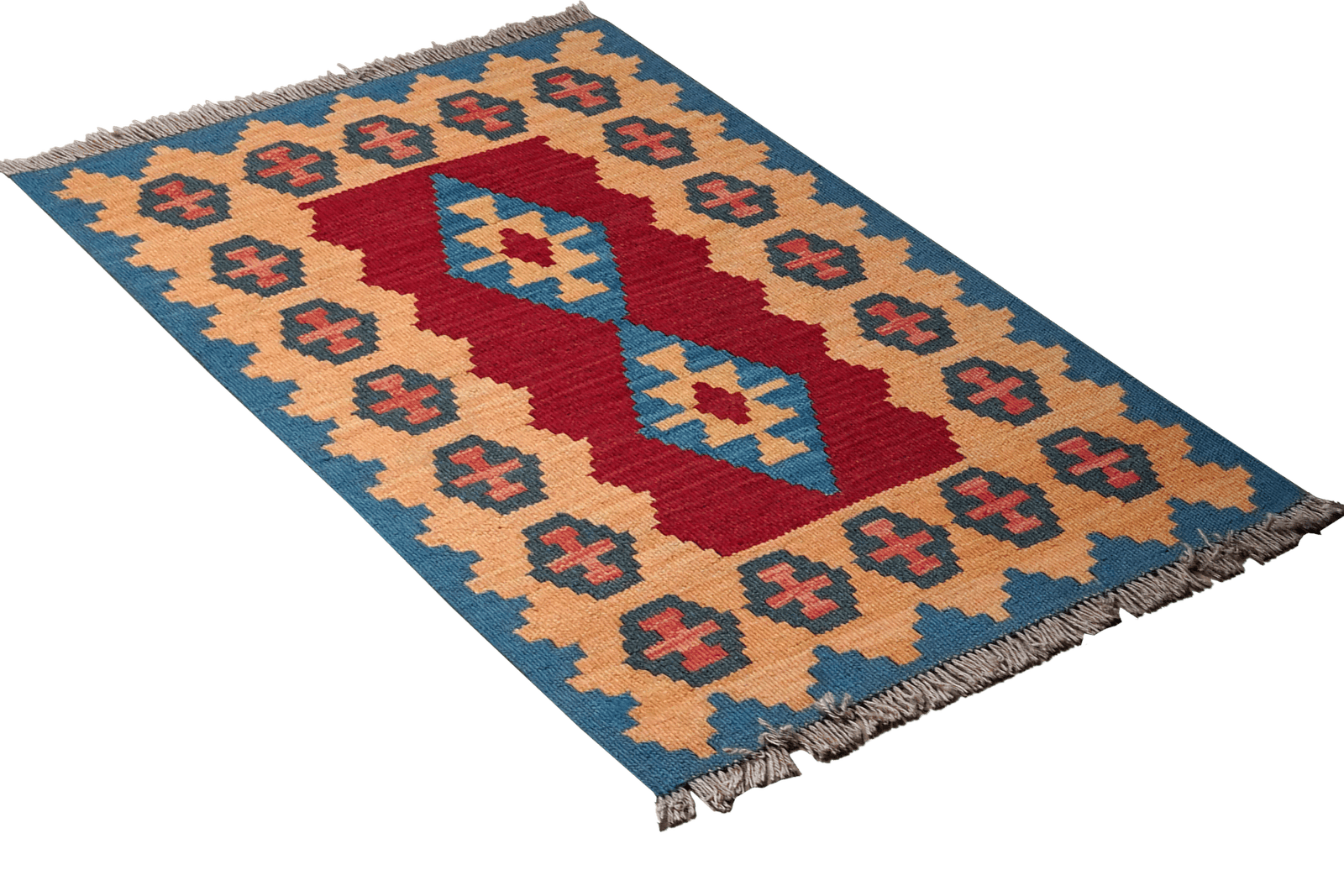 Kelim Gashgai — Handmade, 63x91 cm, Red, 100% Virgin Wool | View 4
