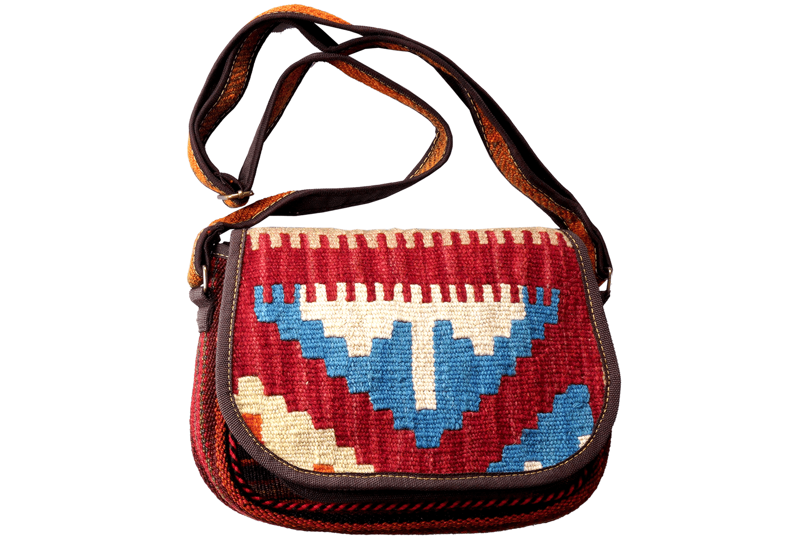 Kelim Tasche — Handmade, 30x23 cm, Multicolor, 100% Virgin Wool | Main view