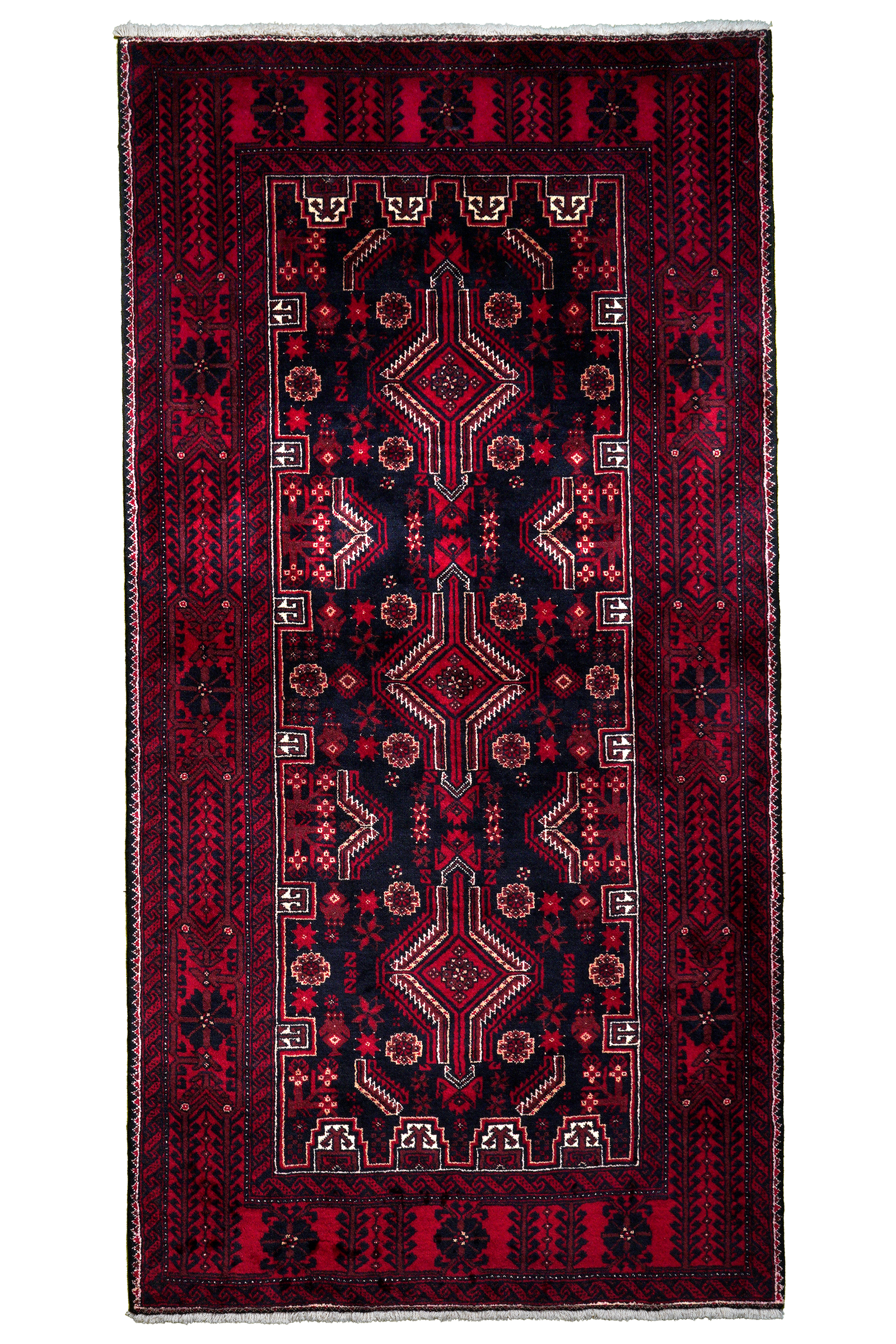 Belutch — Handgefertigt, 194x100 cm, Rot, 100% Virgin Wool | Main view