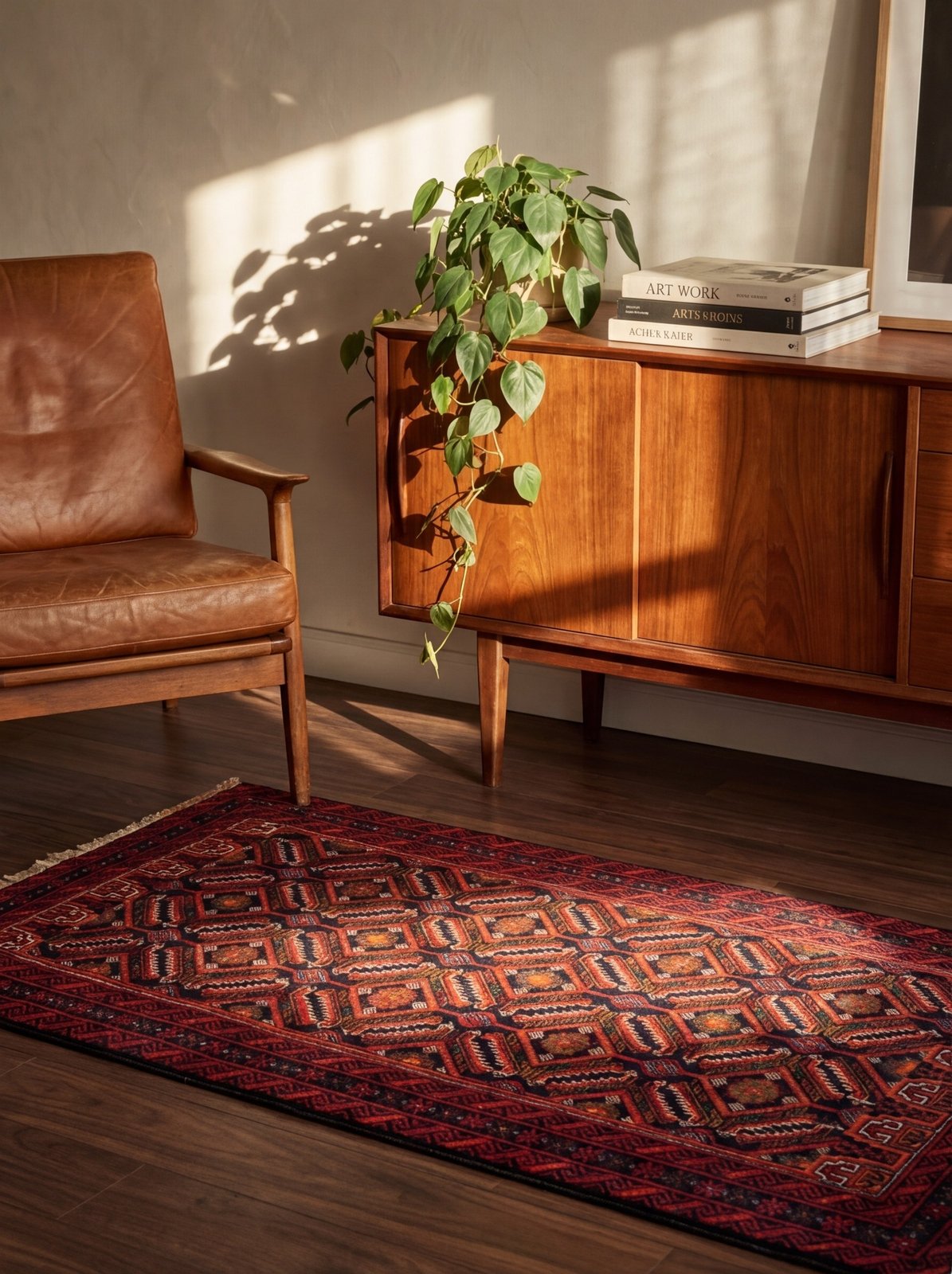 Belutch — Hand-knotted, 99x173 cm, Multicolor, 100% Virgin Wool | Back view