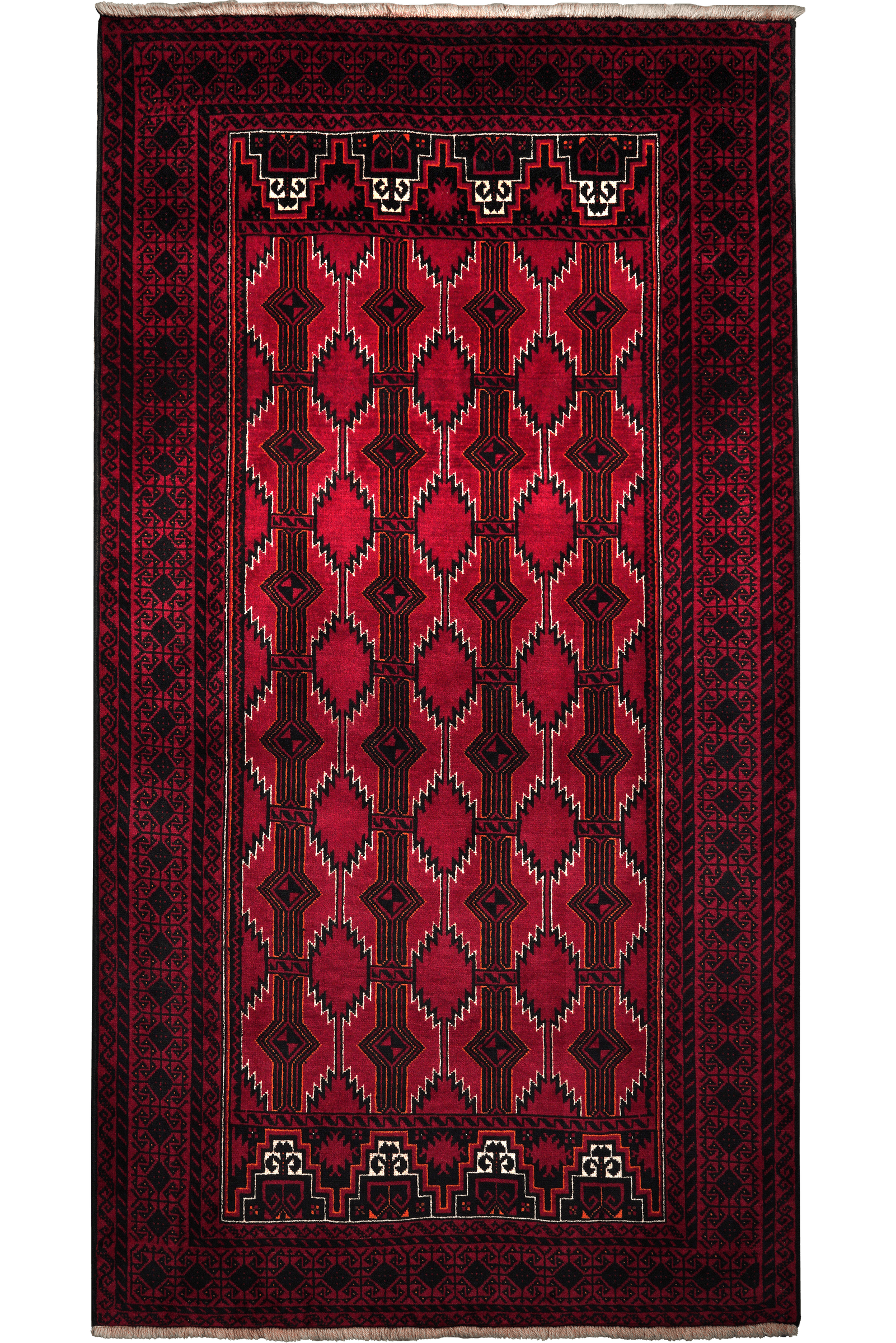 Belutch — Hand-knotted, 127x239 cm, Red, 100% Virgin Wool | Main view