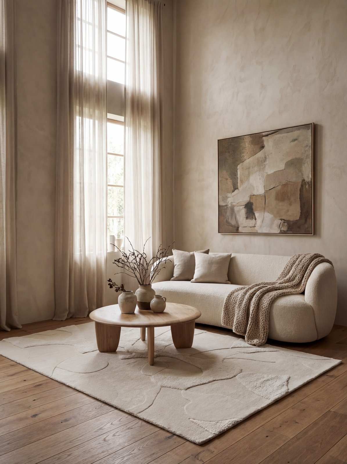 Desert Dune — Hand-knotted, 240x170 cm, Beige, 100% Virgin Wool | Detail view