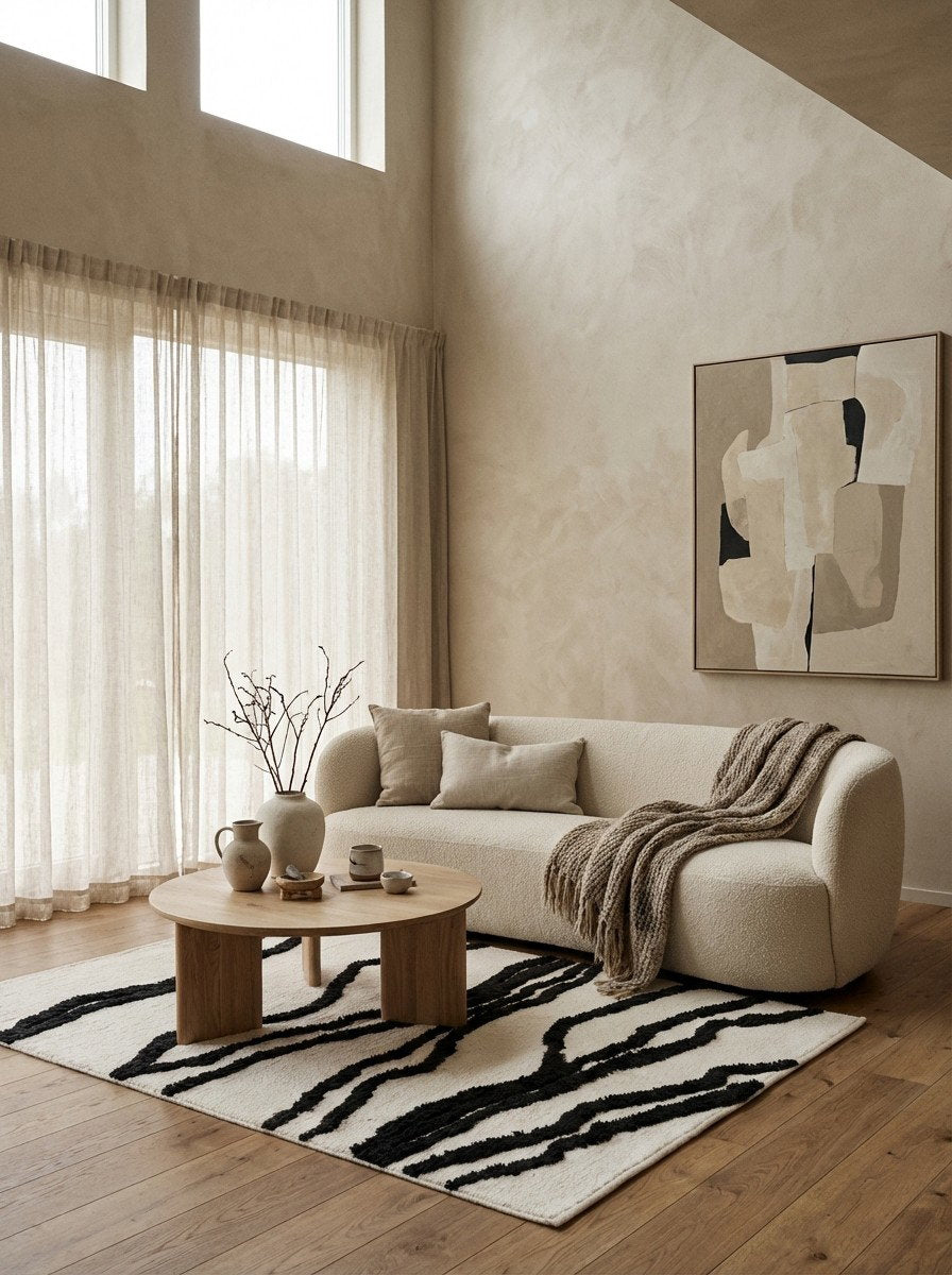 Morrocan Mirage — Handgefertigt, 170x240 cm, Beige, 100% Virgin Wool | Detail view