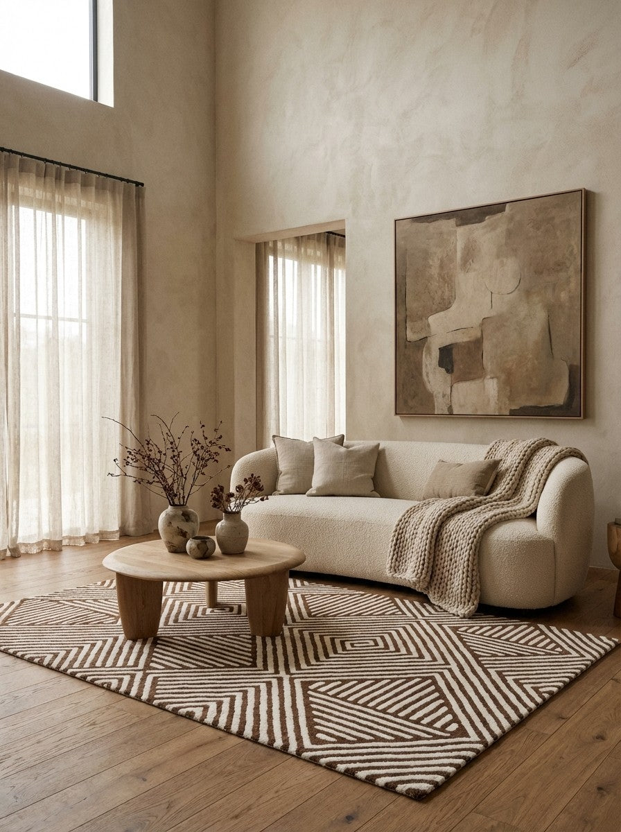 Maze — Hand-knotted, 240x170 cm, Brown, 50% Schurwolle, 50% Viskose | Detail view