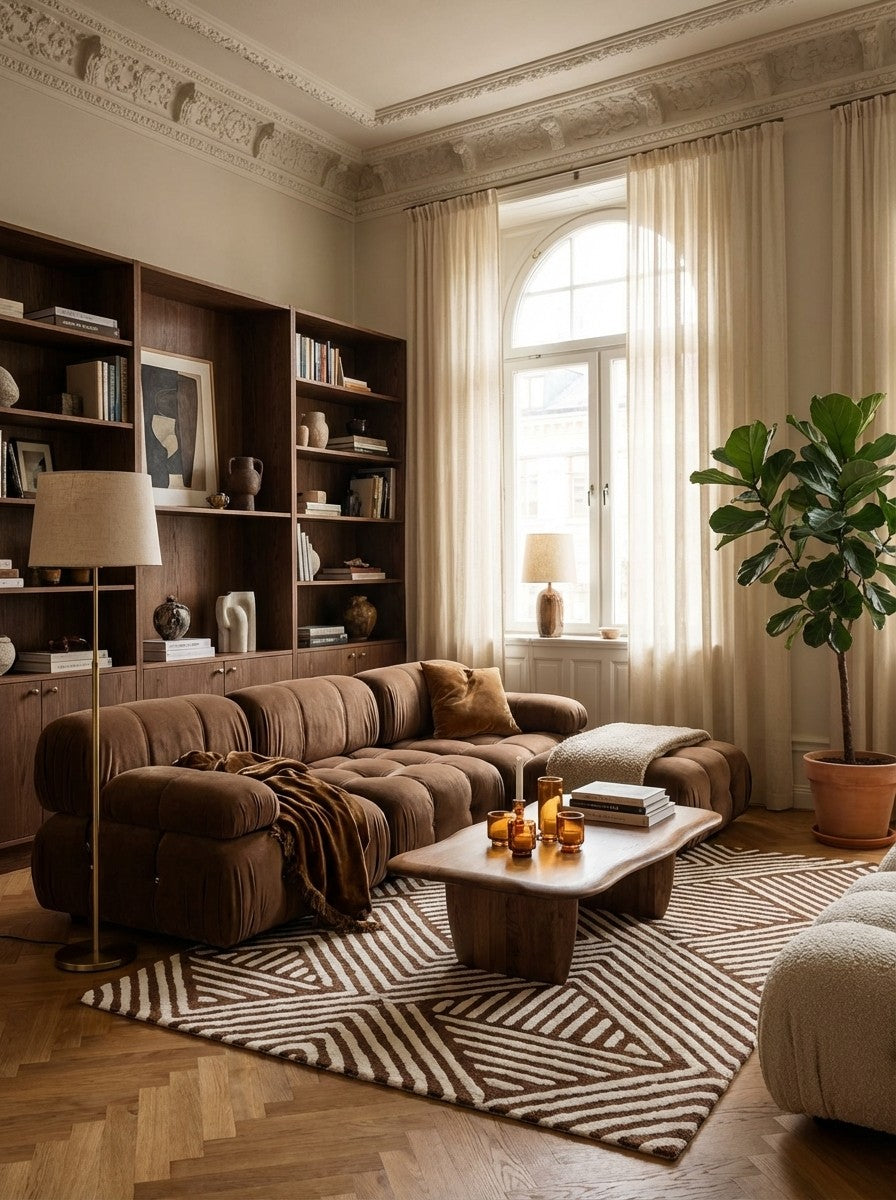 Maze — Hand-knotted, 240x170 cm, Brown, 50% Schurwolle, 50% Viskose | Back view
