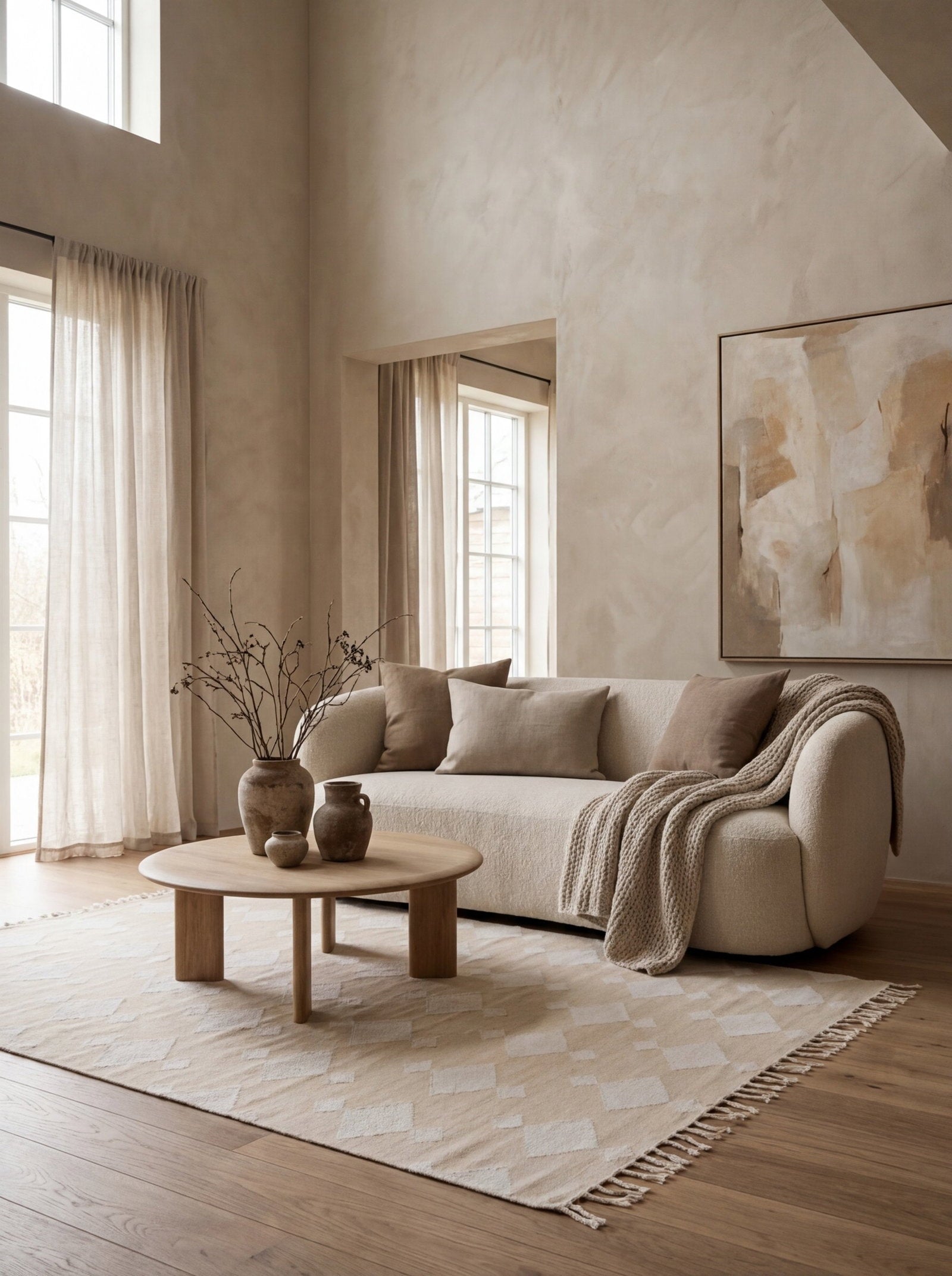 Amelia — Handgefertigt, 160x230 cm, Beige, 100% Polyester | Detail view
