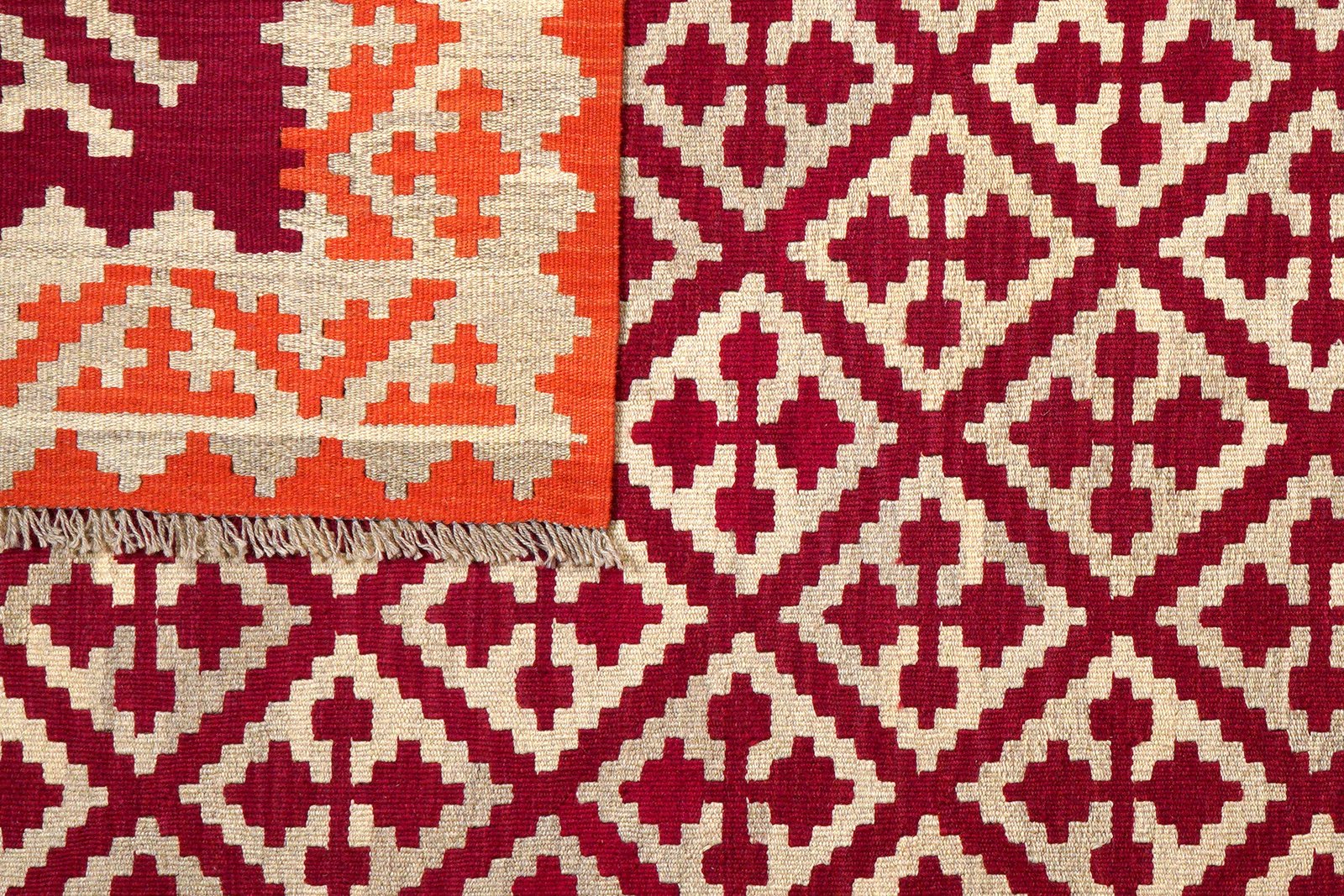 Kelim Gashgai — Handmade, 174x235 cm, Red, 100% Virgin Wool | View 6