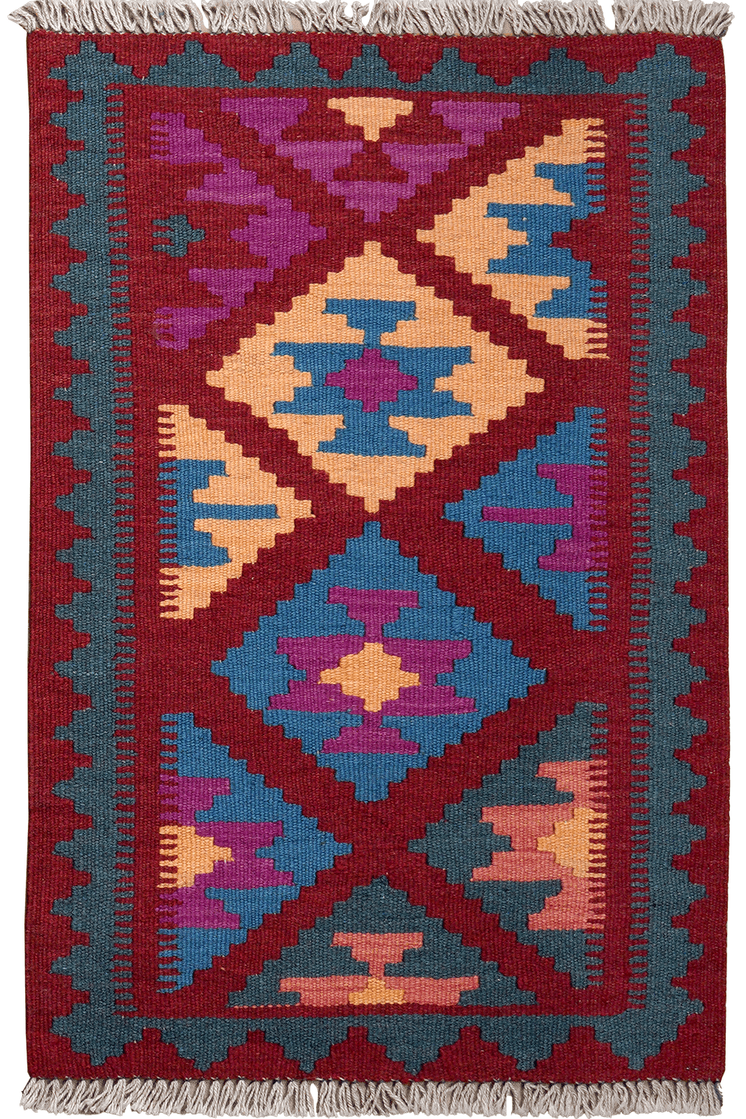 Kelim Gashgai — Handmade, 59x91 cm, Red, 100% Virgin Wool | Main view