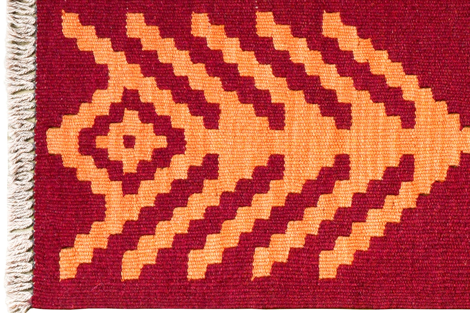 Kelim Gashgai — Handmade, 65x90 cm, Orange, 100% Virgin Wool | View 3