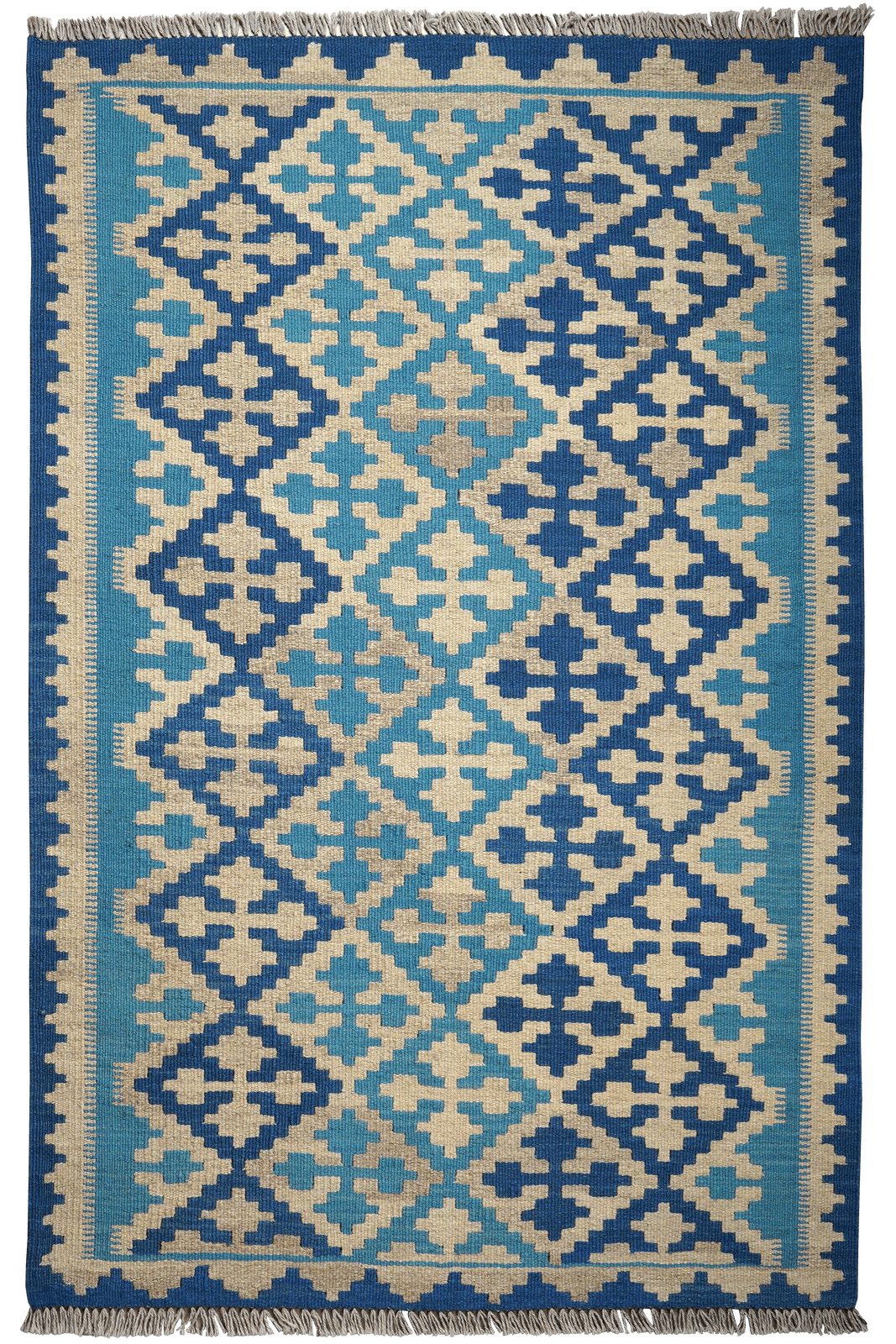 Kelim Gashgai — Handmade, 104x160 cm, Blue, 100% Virgin Wool | Main view