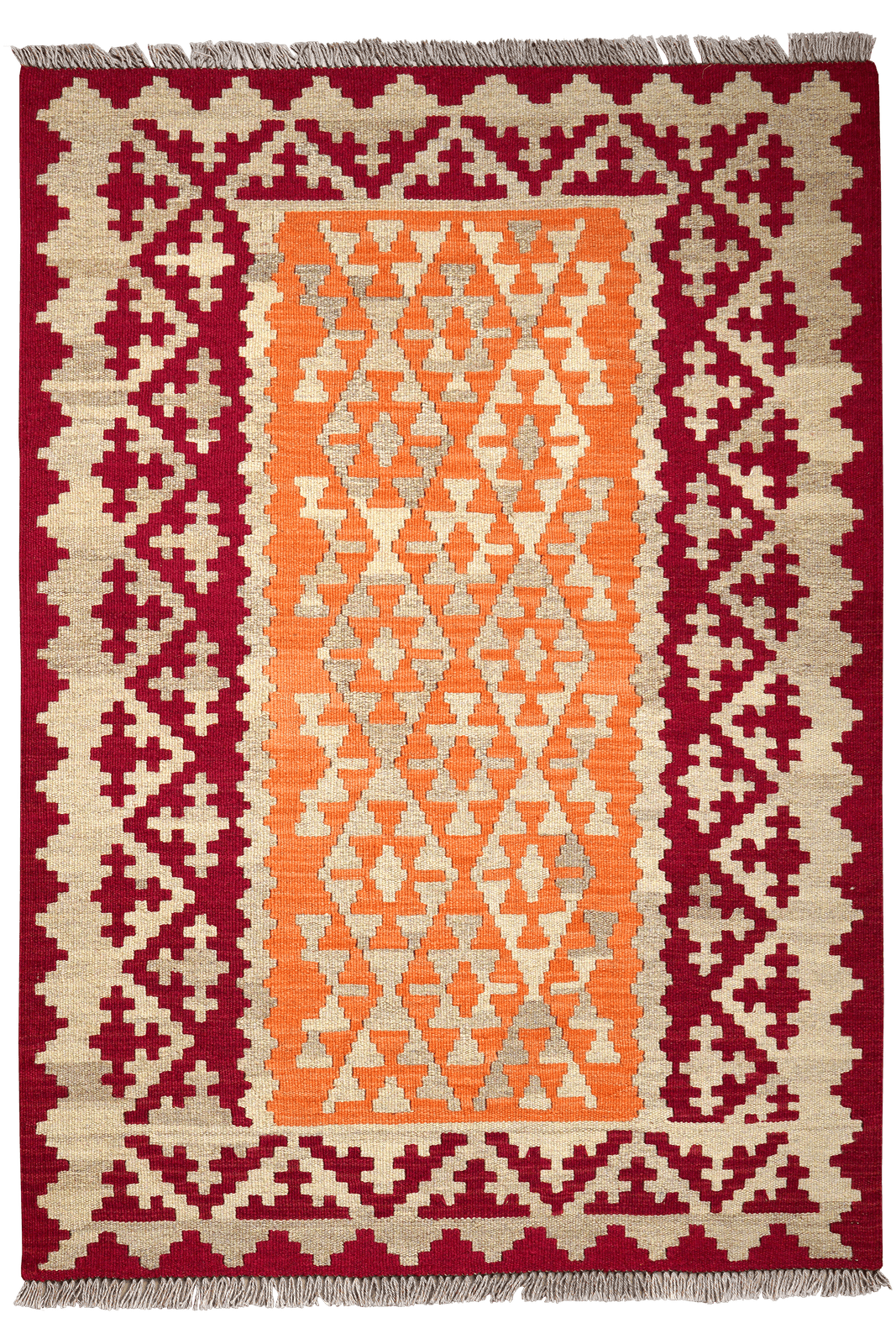Kelim Gashgai — Handmade, 105x148 cm, Yellow, 100% Virgin Wool | Main view