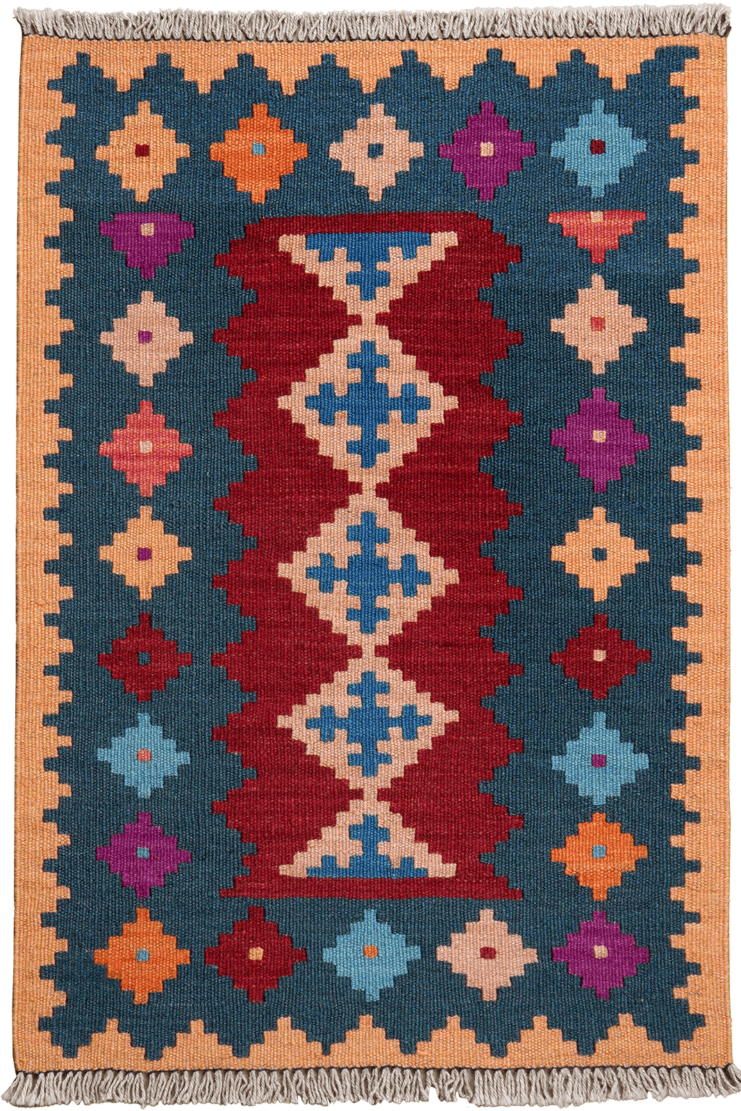 Kelim Gashgai — Handmade, 61x88 cm, Red, 100% Virgin Wool | Main view