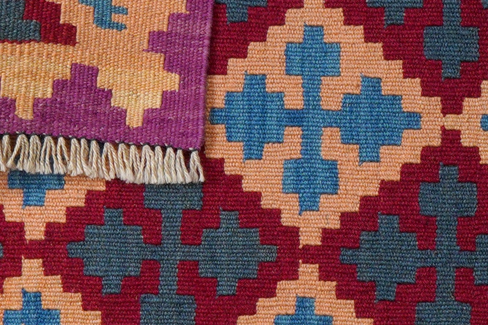 Kelim Gashgai — Handmade, 64x103 cm, Beige, 100% Virgin Wool | View 6