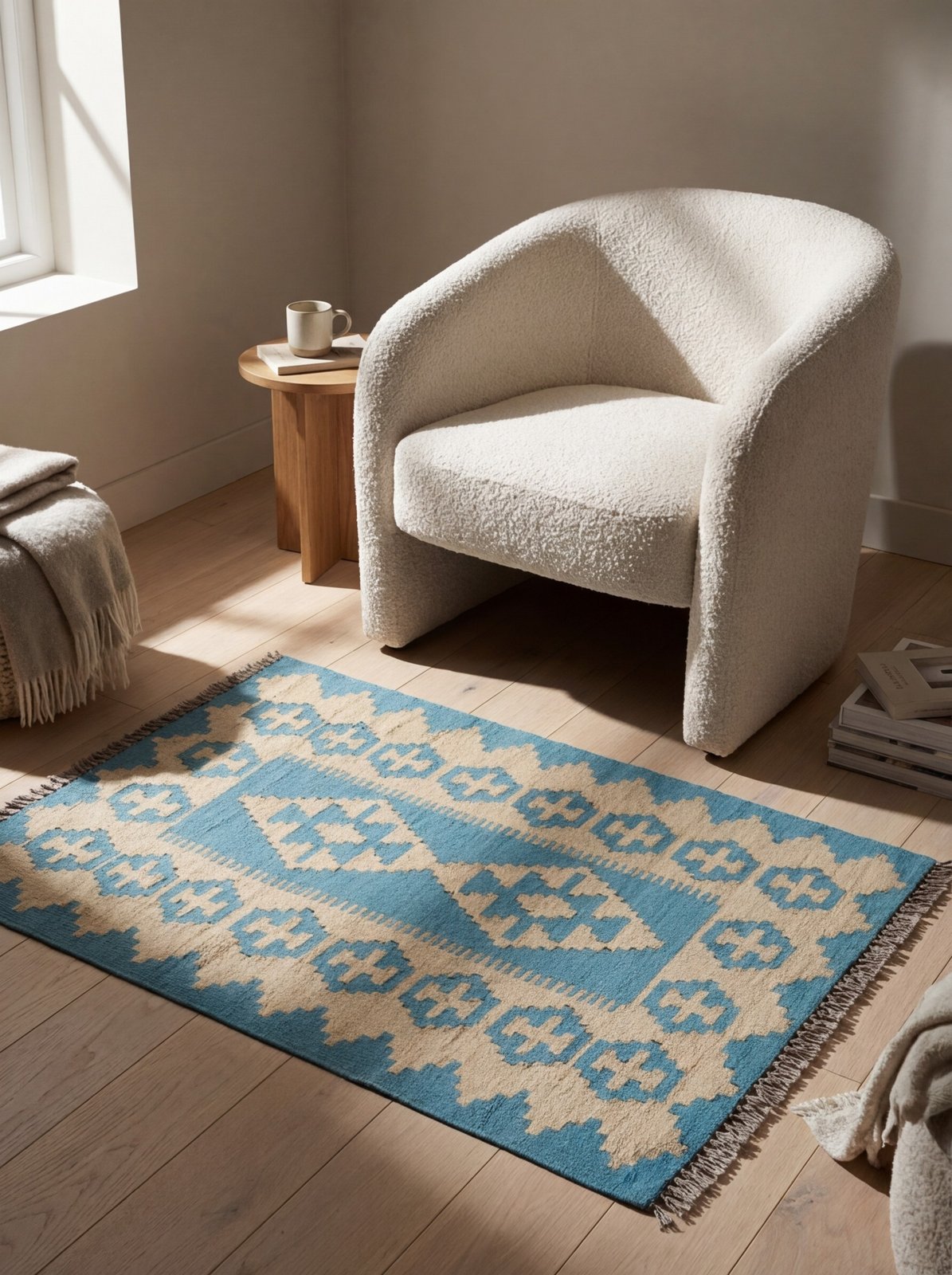 Kelim Gashgai — Handmade, 61x93 cm, Beige, 100% Virgin Wool | Detail view