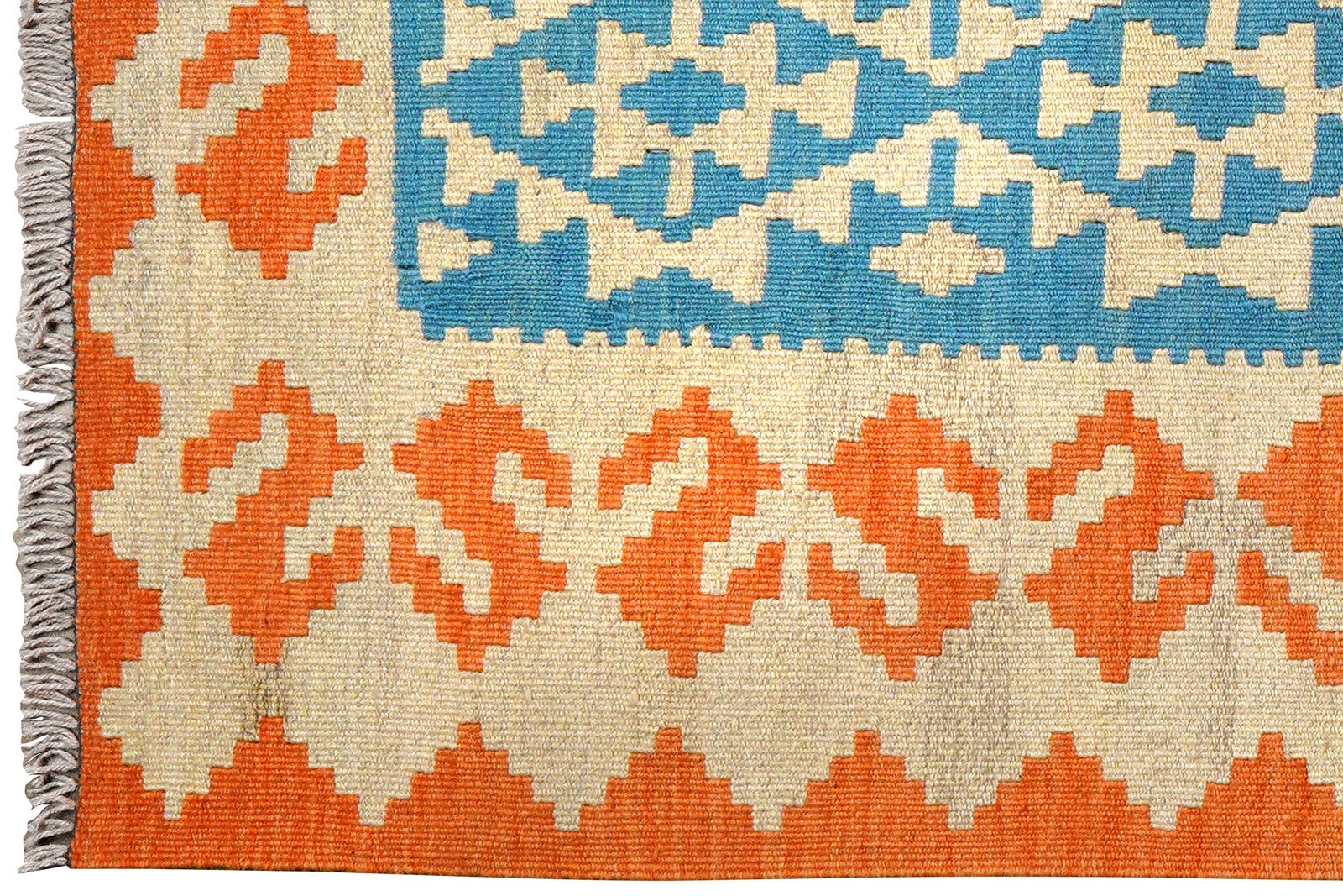 Kelim Gashgai — Handmade, 103x143 cm, Blue, 100% Virgin Wool | View 3