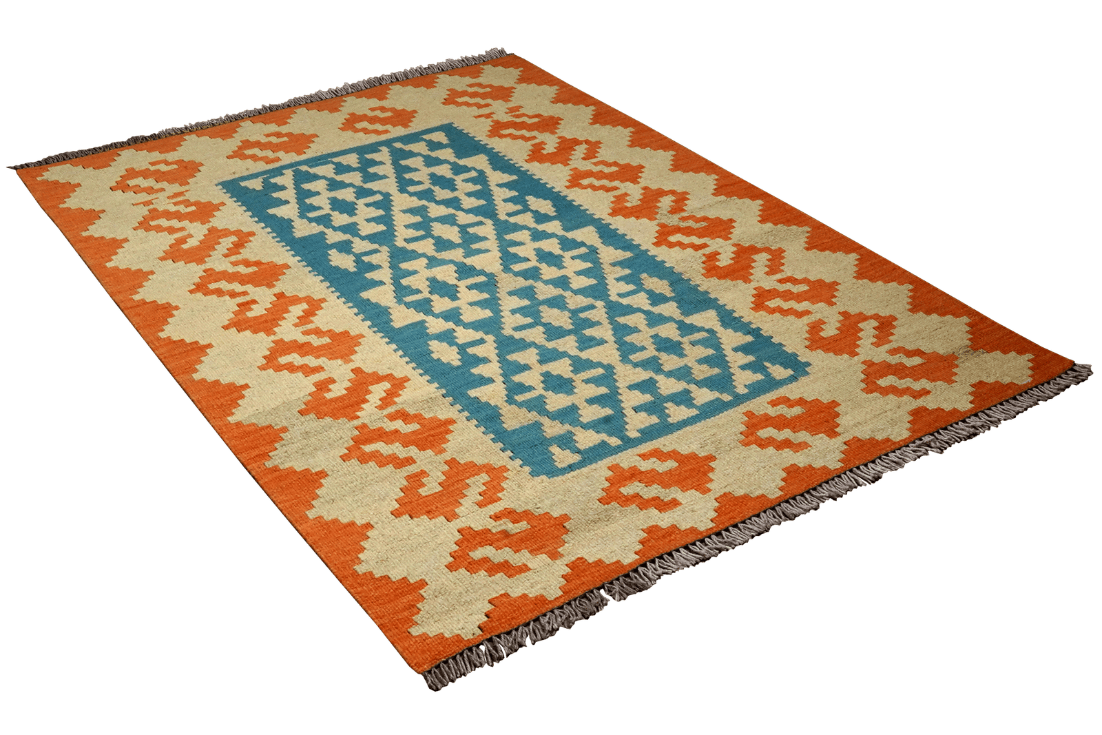 Kelim Gashgai — Handmade, 103x143 cm, Blue, 100% Virgin Wool | View 4