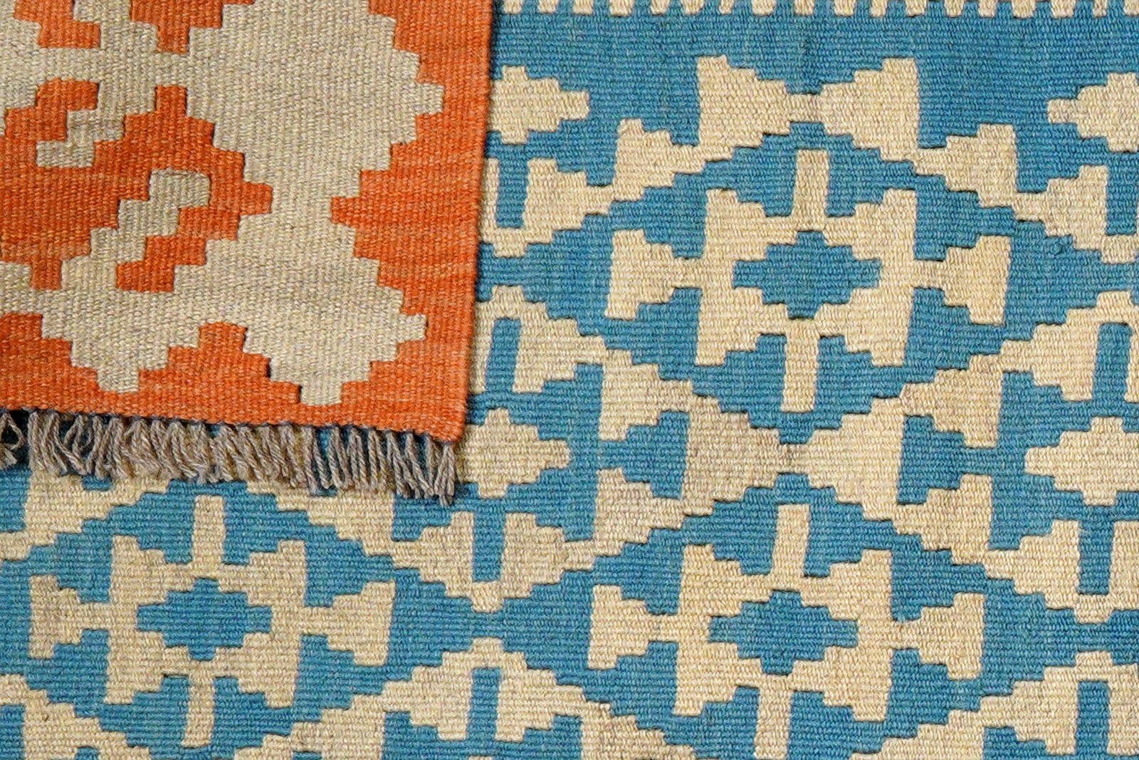 Kelim Gashgai — Handmade, 103x143 cm, Blue, 100% Virgin Wool | View 6