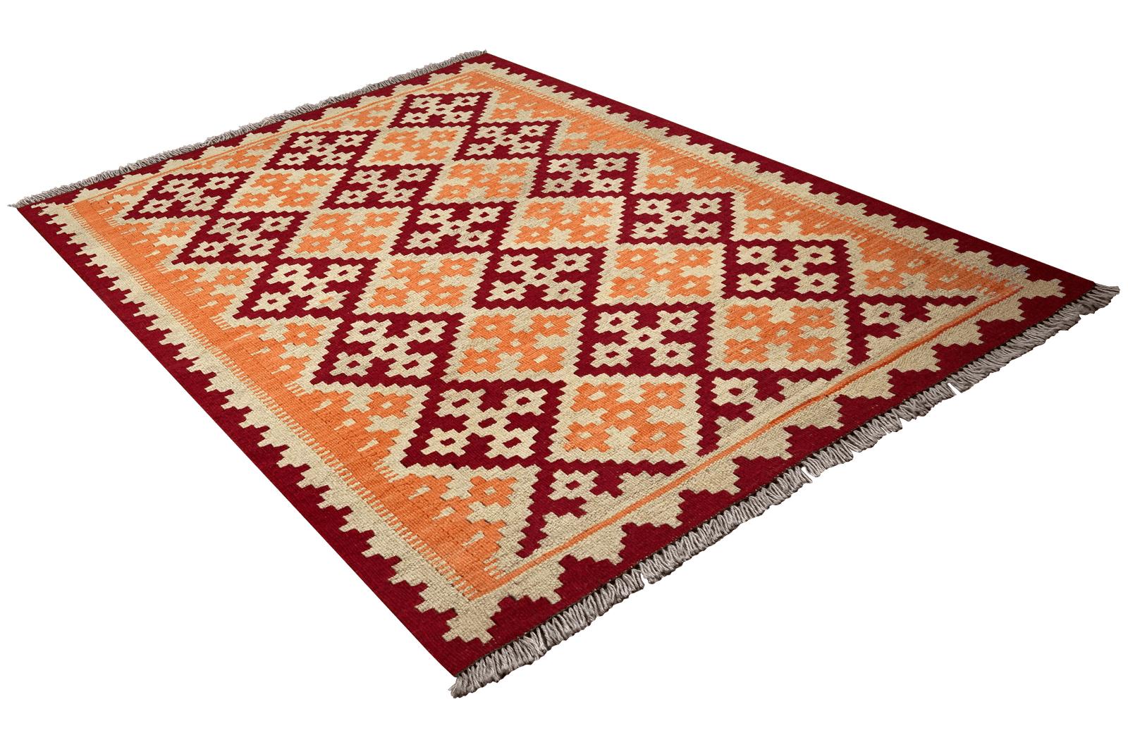 Kelim Gashgai — Handmade, 106x149 cm, Orange, 100% Virgin Wool | View 4
