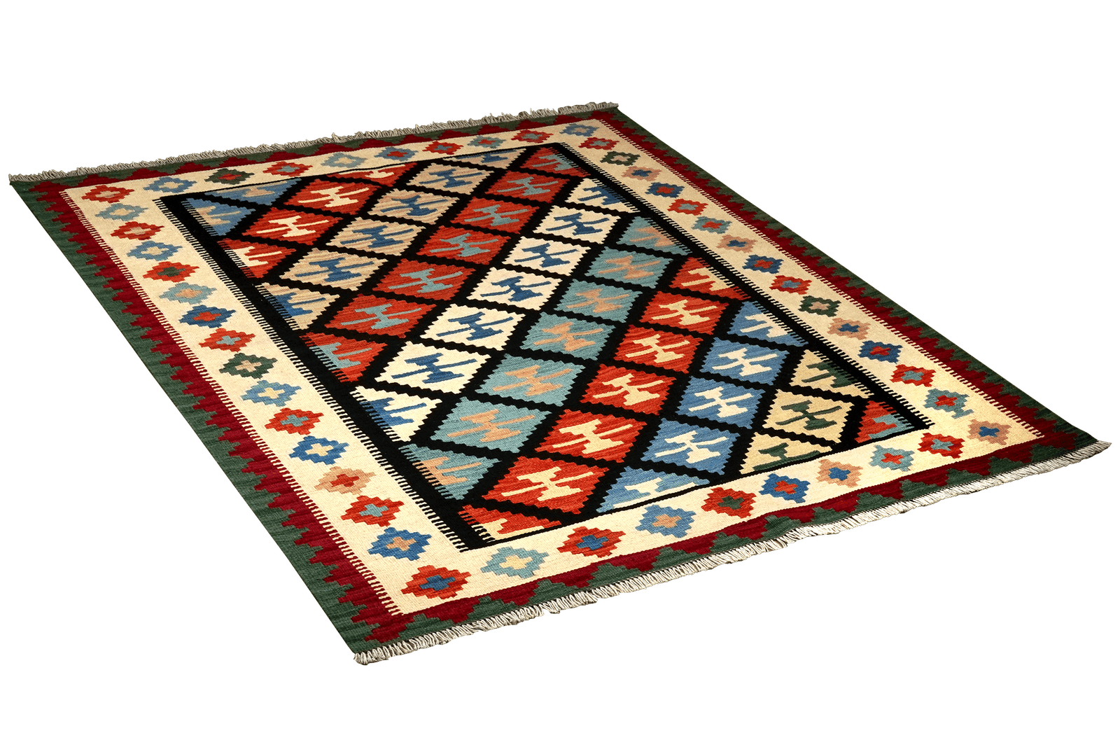 Kelim Gashgai — Handmade, 158x198 cm, Black, 100% Virgin Wool | View 4