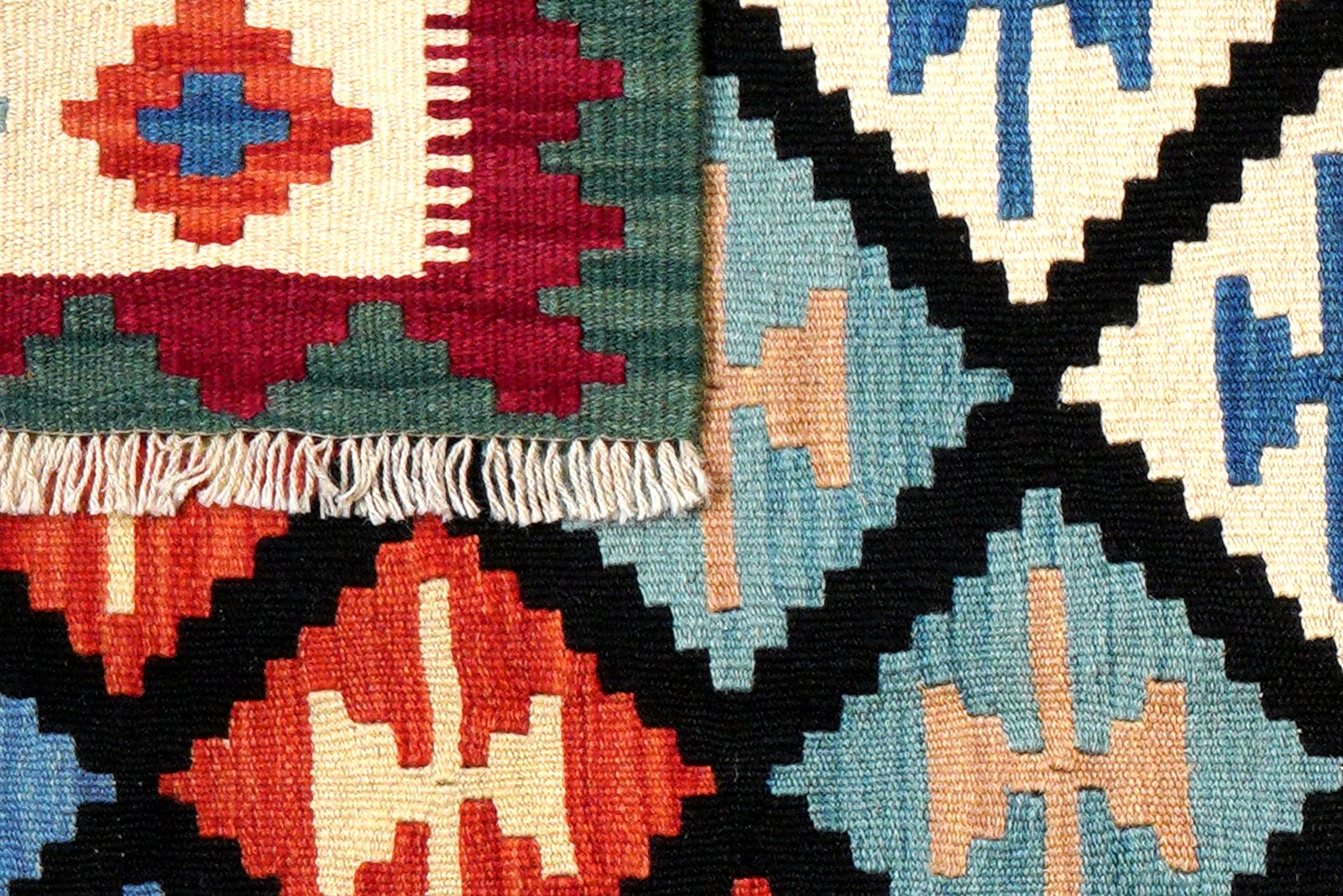 Kelim Gashgai — Handmade, 158x198 cm, Black, 100% Virgin Wool | View 6