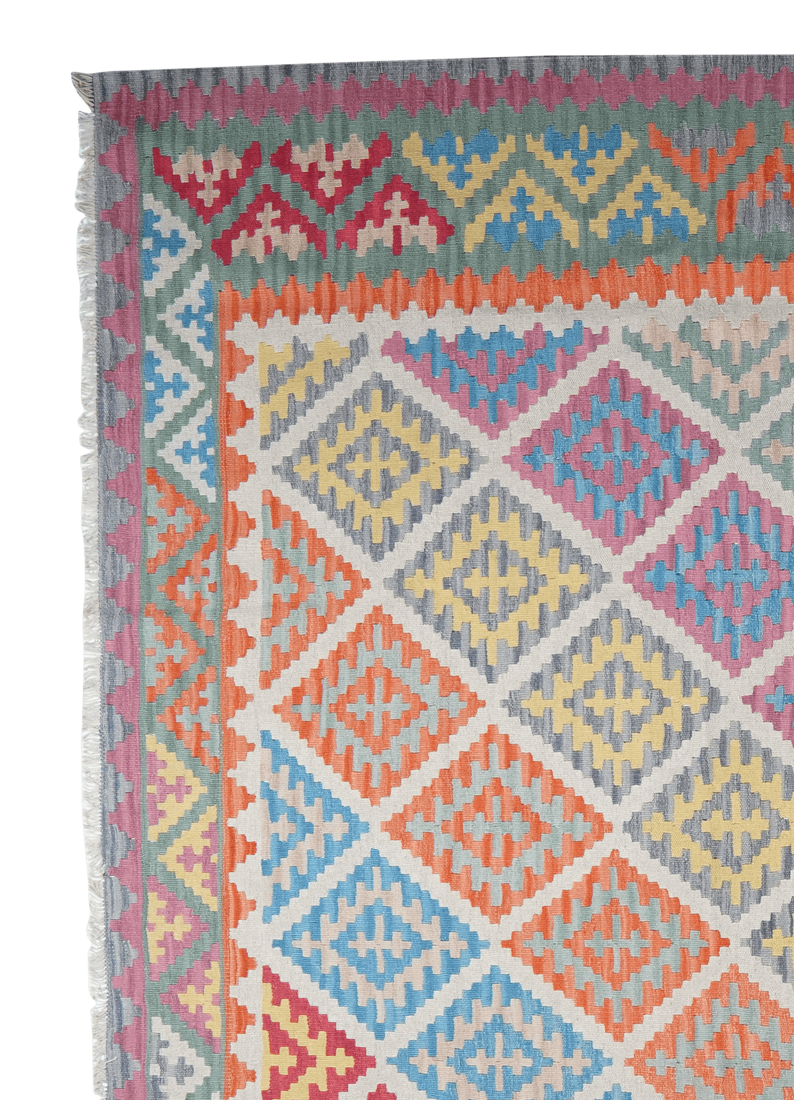 Kelim Gashgai — Handmade, 308x383 cm, Beige, 100% Virgin Wool | View 3