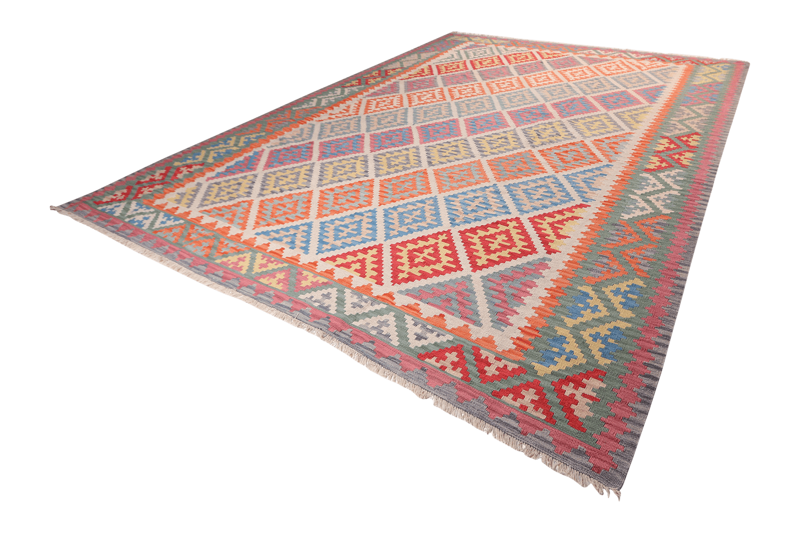 Kelim Gashgai — Handmade, 308x383 cm, Beige, 100% Virgin Wool | View 5
