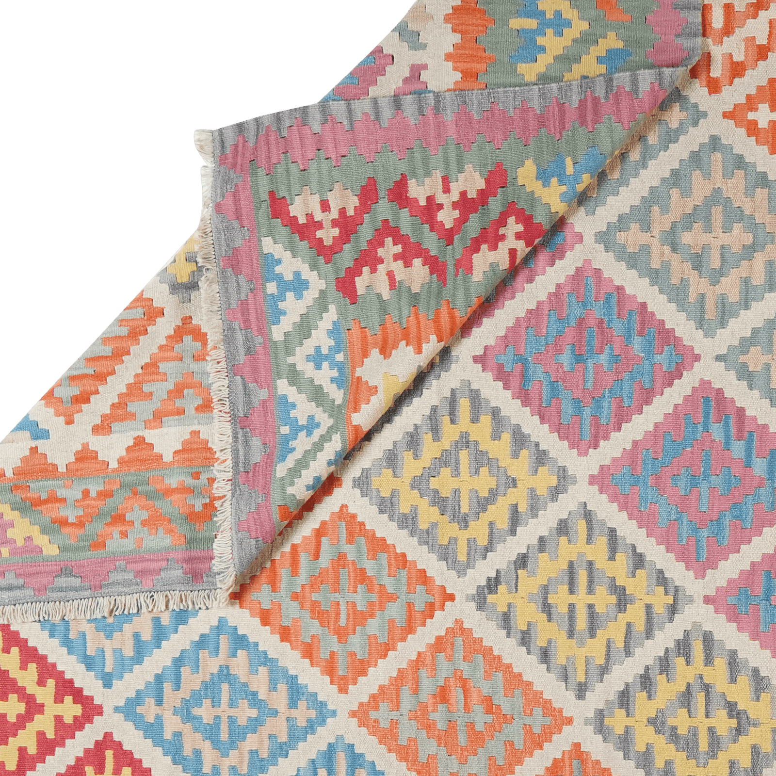 Kelim Gashgai — Handmade, 308x383 cm, Beige, 100% Virgin Wool | View 6