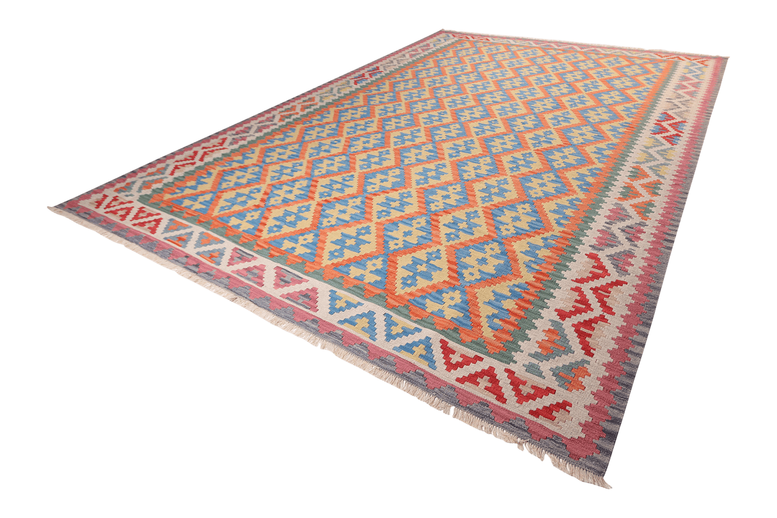 Kelim Gashgai — Handmade, 300x385 cm, Orange, 100% Virgin Wool | View 5