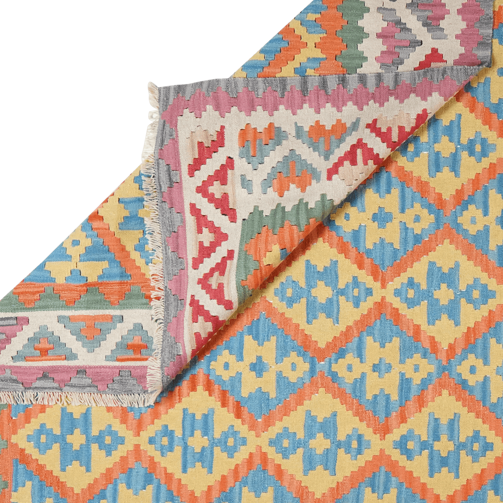 Kelim Gashgai — Handmade, 300x385 cm, Orange, 100% Virgin Wool | View 6