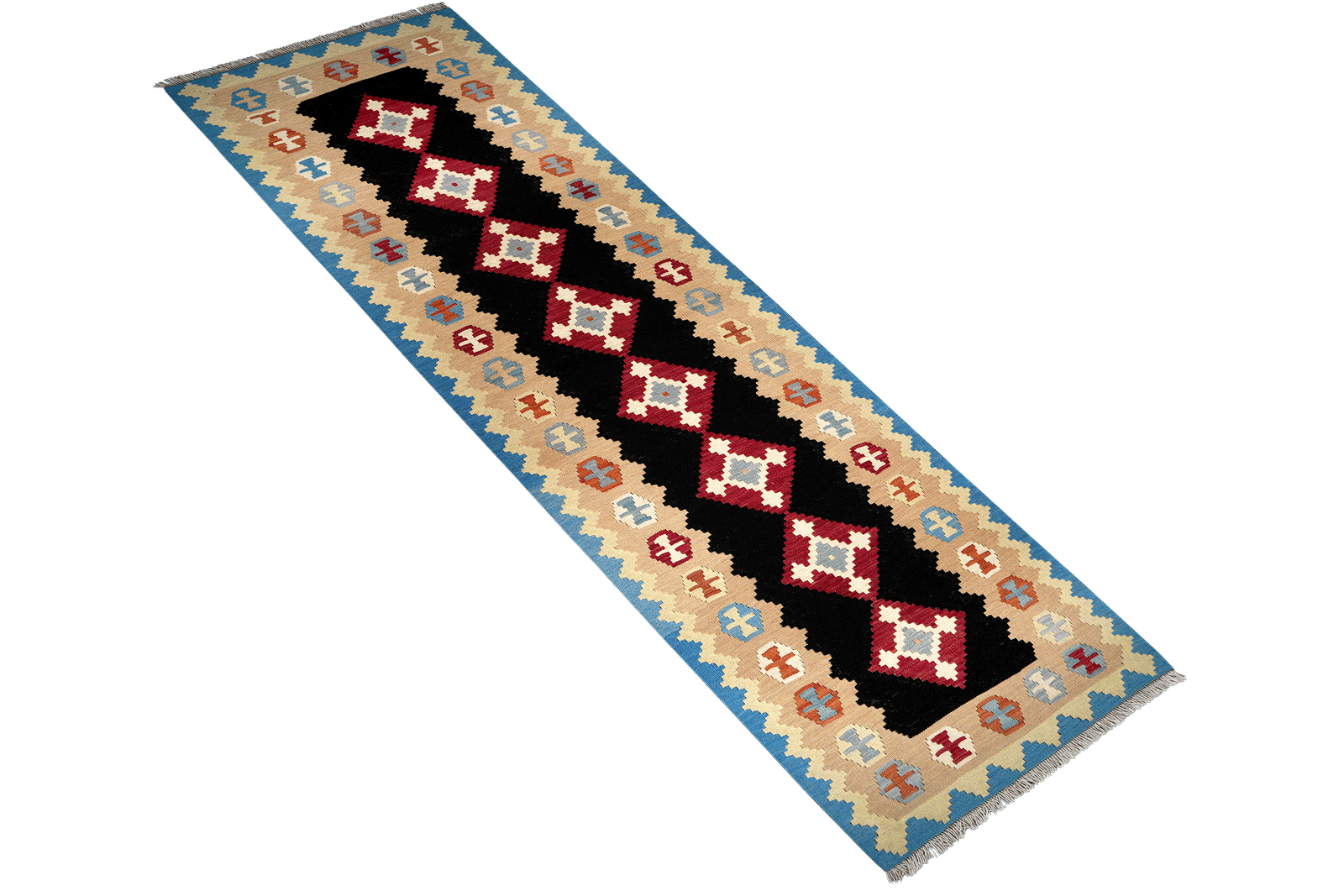 Kelim Gashgai — Handmade, 92x300 cm, Black, 100% Virgin Wool | View 4