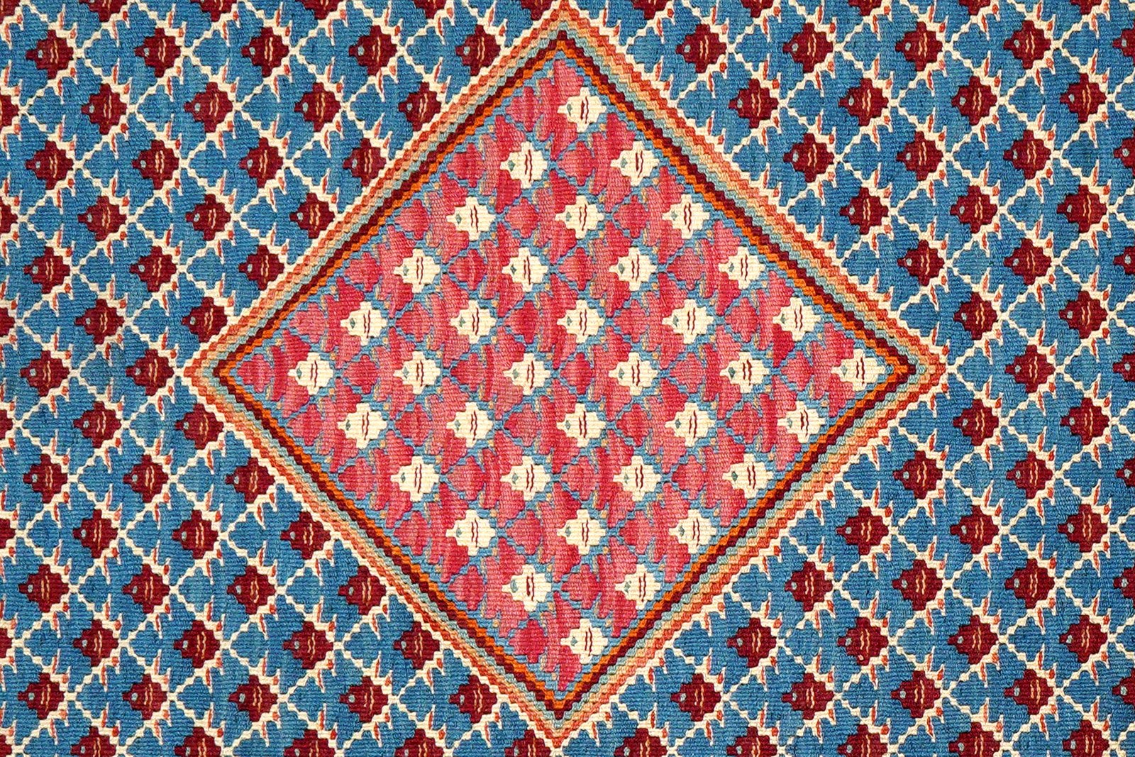 Kelim Senneh — Handmade, 105x150 cm, Blue, 100% Virgin Wool | View 5