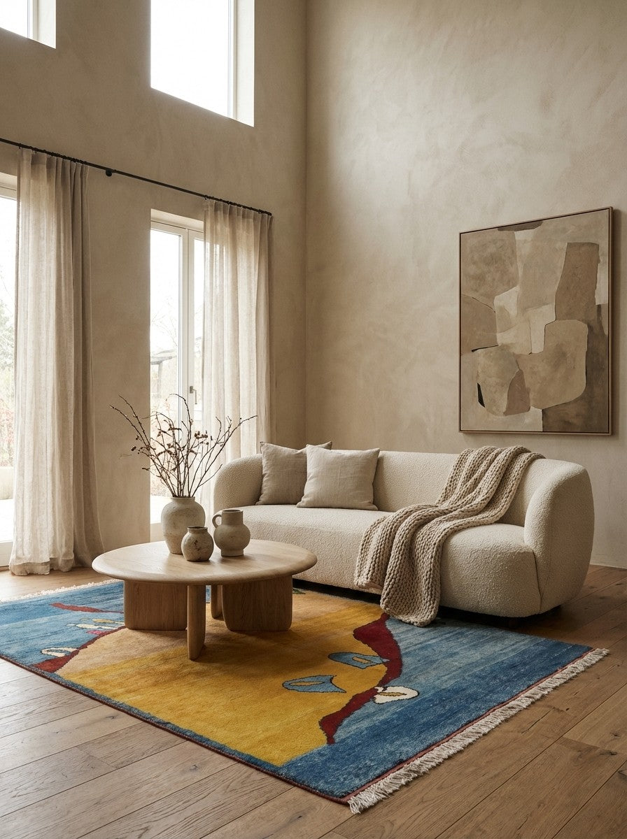 Konya — Hand-knotted, 154x238 cm, Yellow, 100% Virgin Wool | Detail view