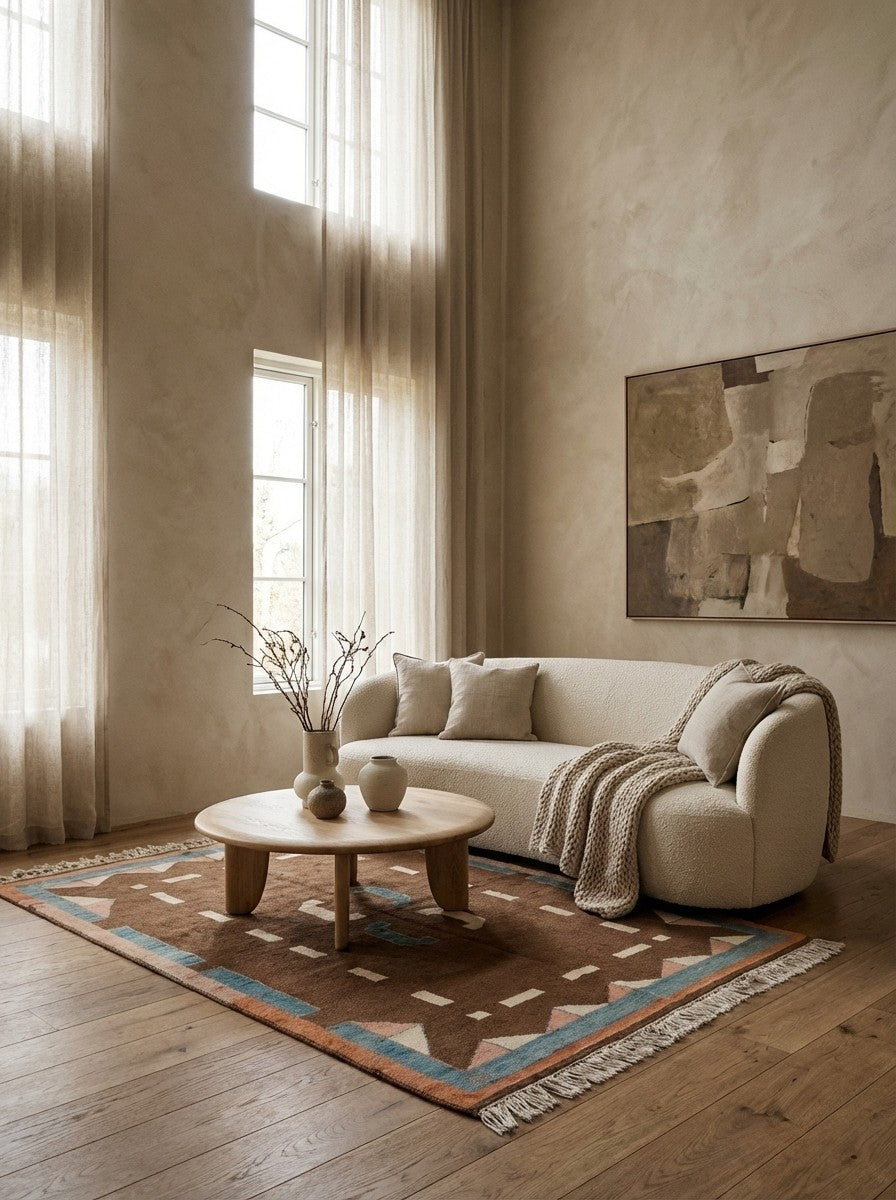 Konya — Hand-knotted, 118x173 cm, Brown, 100% Virgin Wool | Detail view