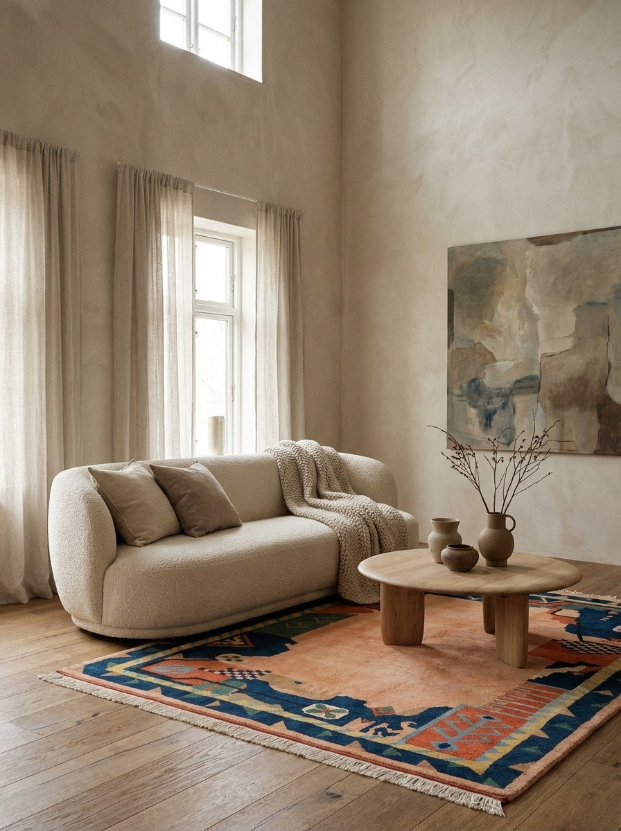 Konya — Hand-knotted, 176x234 cm, Orange, 100% Virgin Wool | Detail view