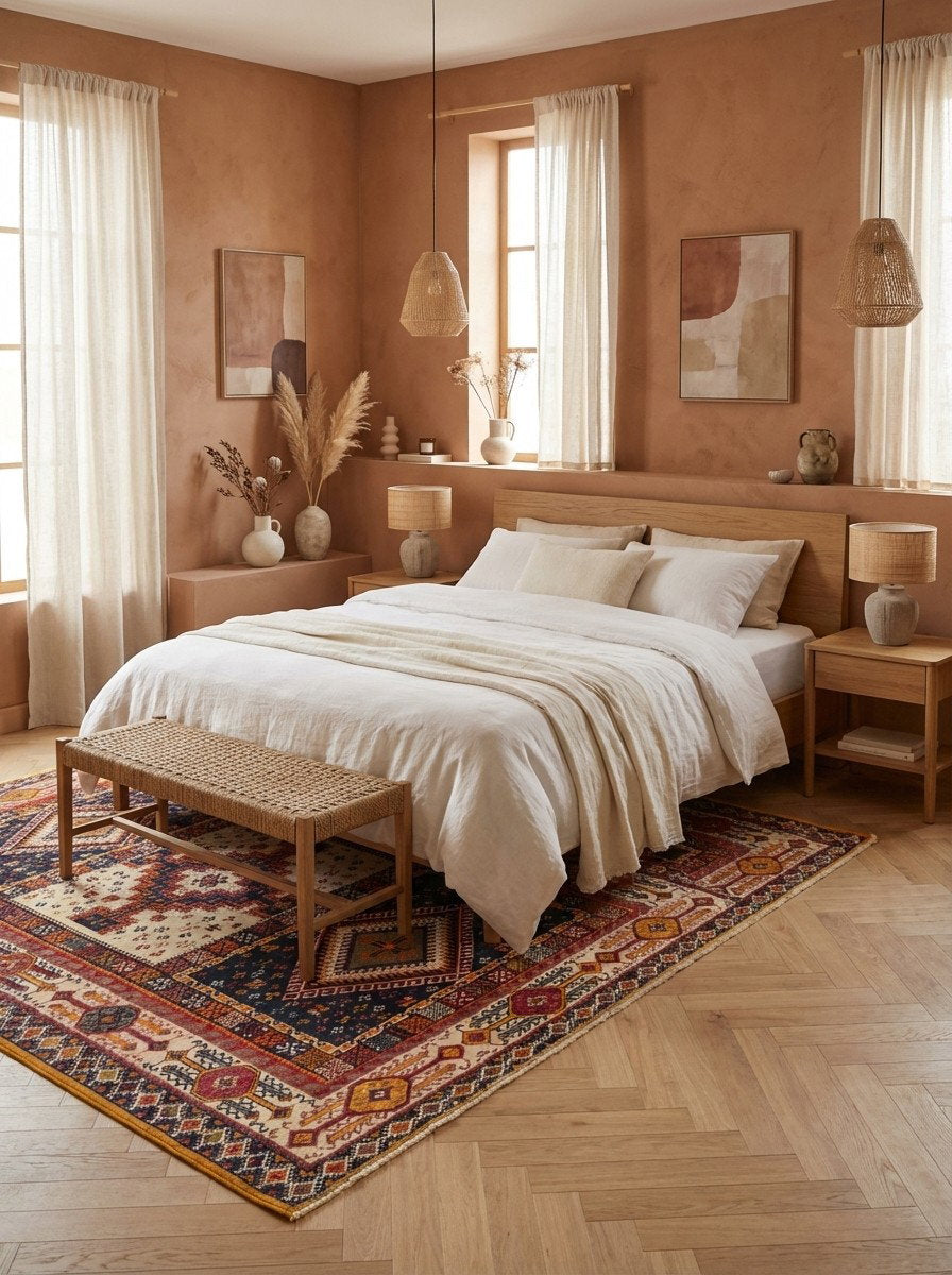 Ouzguit Erina — Handgefertigt, 336x211 cm, Beige, 100% Virgin Wool | Detail view