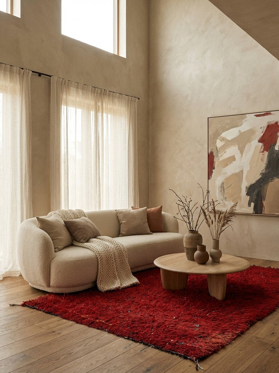 Zaiane Zaya — Handgefertigt, 258x168 cm, Rot, 100% Virgin Wool | Detail view