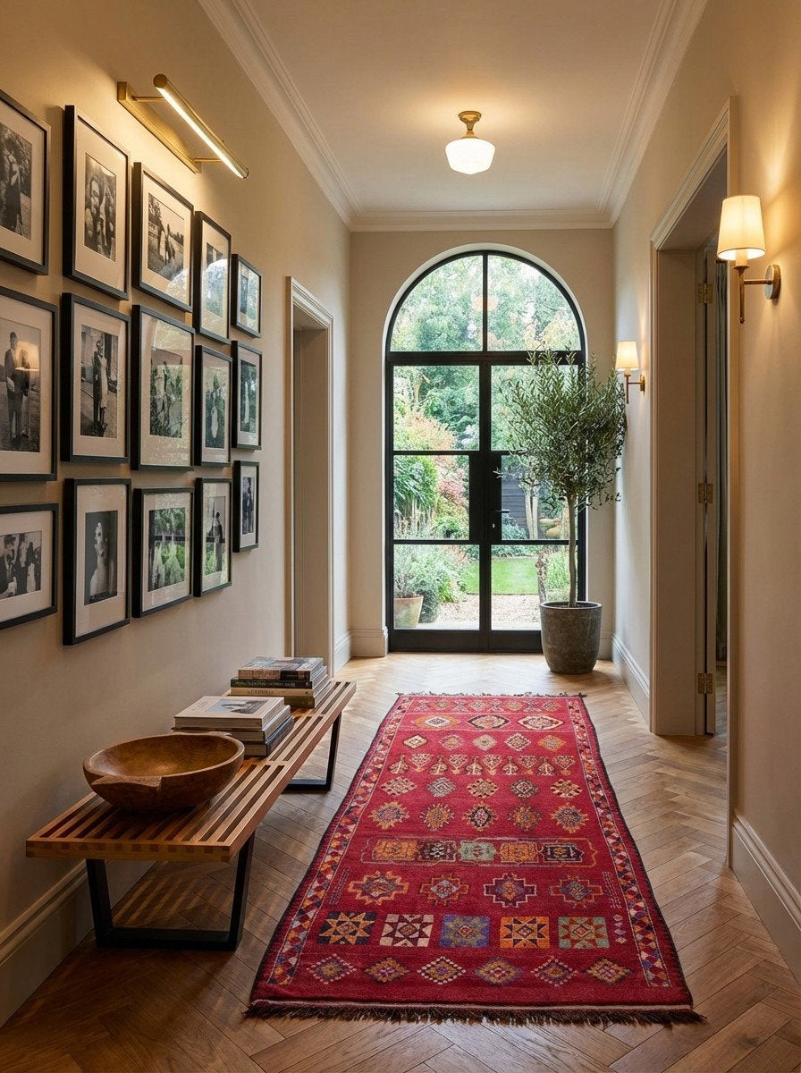 Al Haouz Sara — Handgefertigt, 500x205 cm, 100% Virgin Wool | Detail view