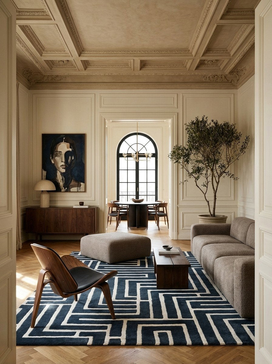 Skyline — Handgefertigt, 300x200 cm, Bunt, 50% Schurwolle, 50% Viskose | Detail view