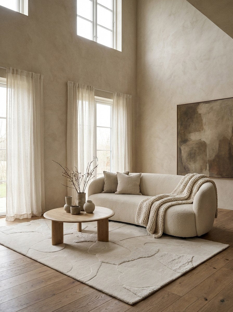 Desert Dune — Handgefertigt, 180x120 cm, Beige, 100% Virgin Wool | Detail view