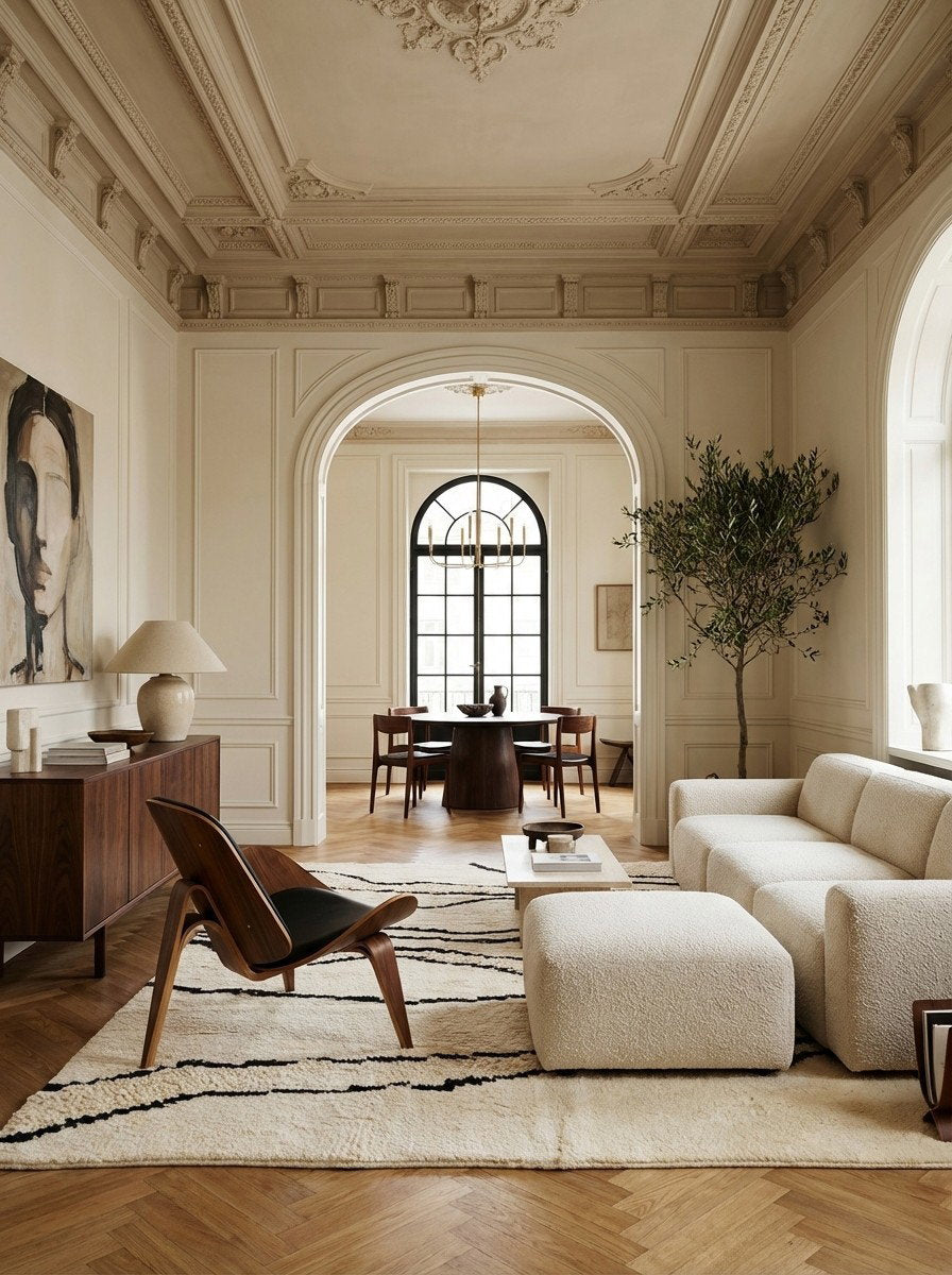 Morrocan Mirage — Handgefertigt, 300x200 cm, Beige, 100% Virgin Wool | Detail view