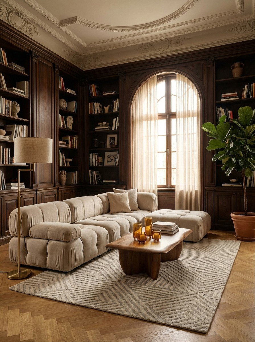 Maze — Handgefertigt, 180x120 cm, Beige, 100% Virgin Wool | Back view