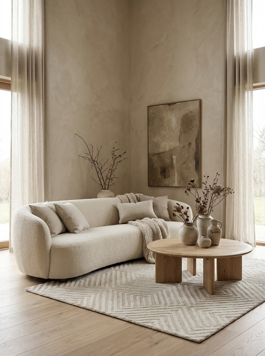 Maze — Hand-knotted, 120x180 cm, Beige, 100% Virgin Wool | Detail view