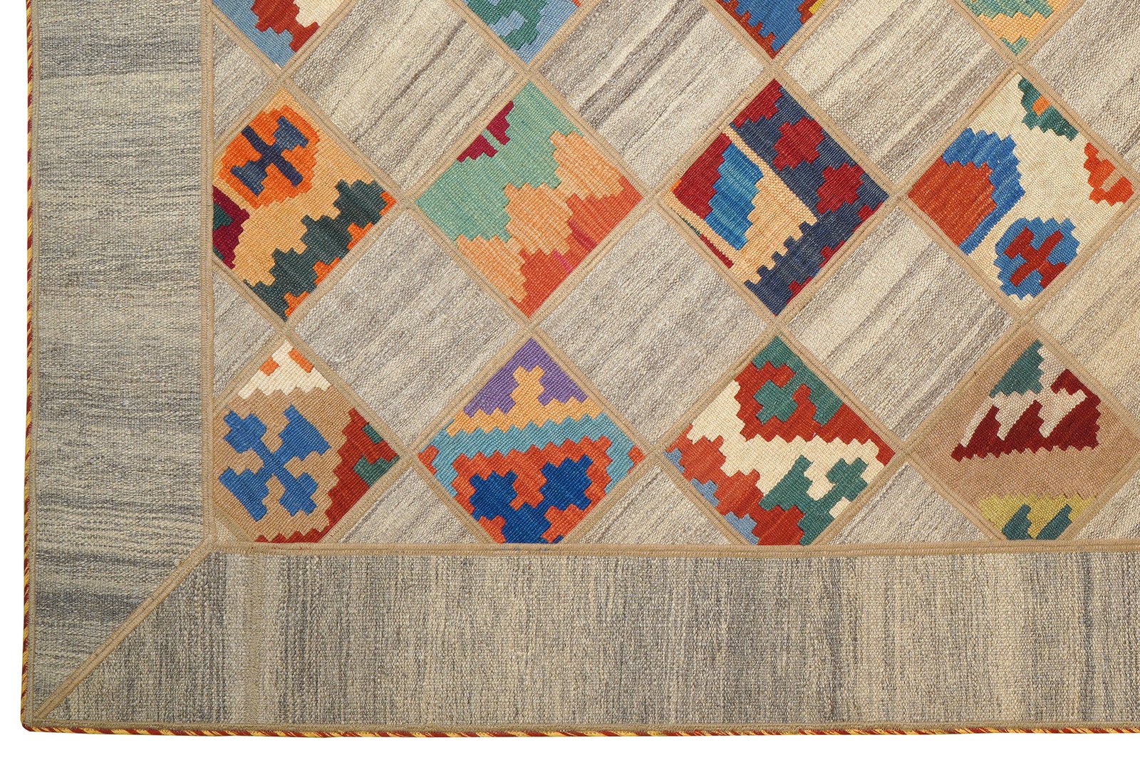 Kelim Tekkeh — Handmade, 150x200 cm, Beige, 100% Virgin Wool | View 3