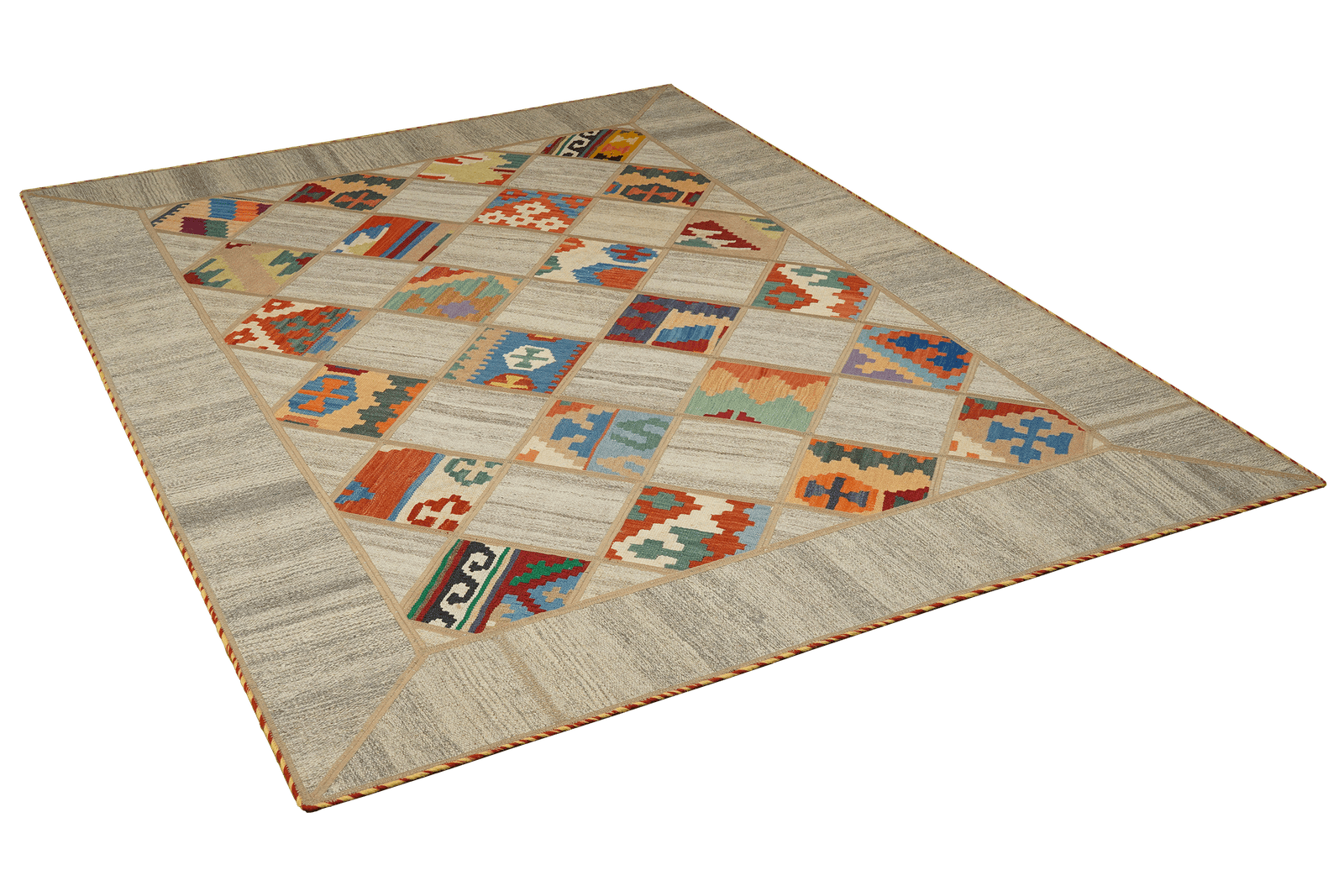 Kelim Tekkeh — Handmade, 150x200 cm, Beige, 100% Virgin Wool | View 4