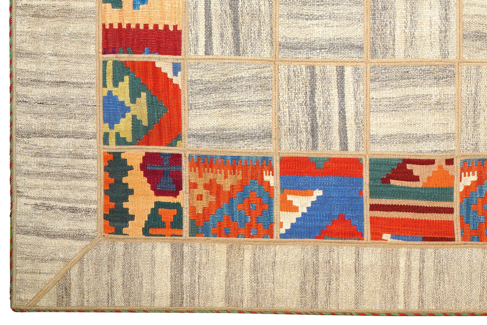 Kelim Tekkeh — Handmade, 150x200 cm, Beige, 100% Virgin Wool | View 3