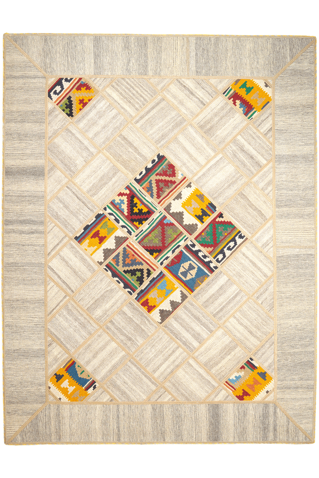 Kelim Tekkeh — Handmade, 150x200 cm, Beige, 100% Virgin Wool | Main view