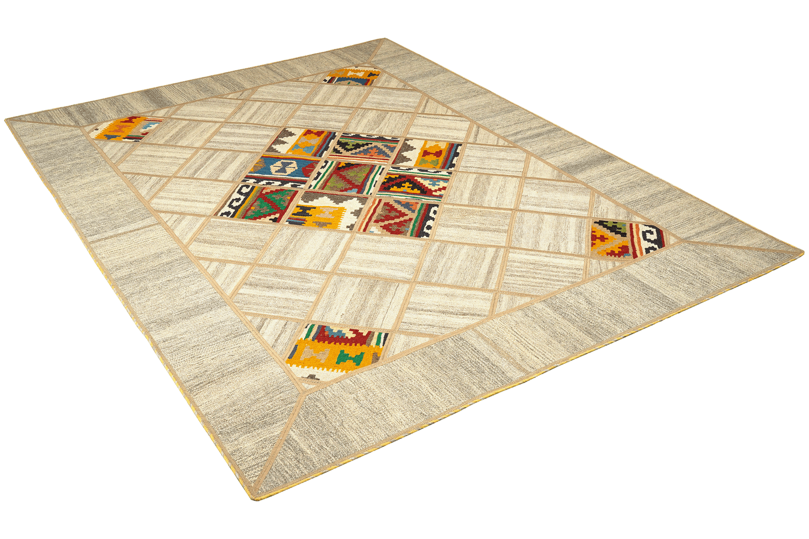 Kelim Tekkeh — Handmade, 150x200 cm, Beige, 100% Virgin Wool | View 4