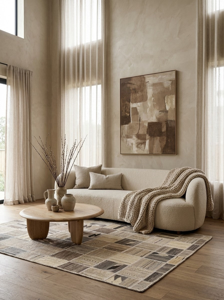 Kelim Tekkeh — Handmade, 150x200 cm, Beige, 100% Virgin Wool | Detail view