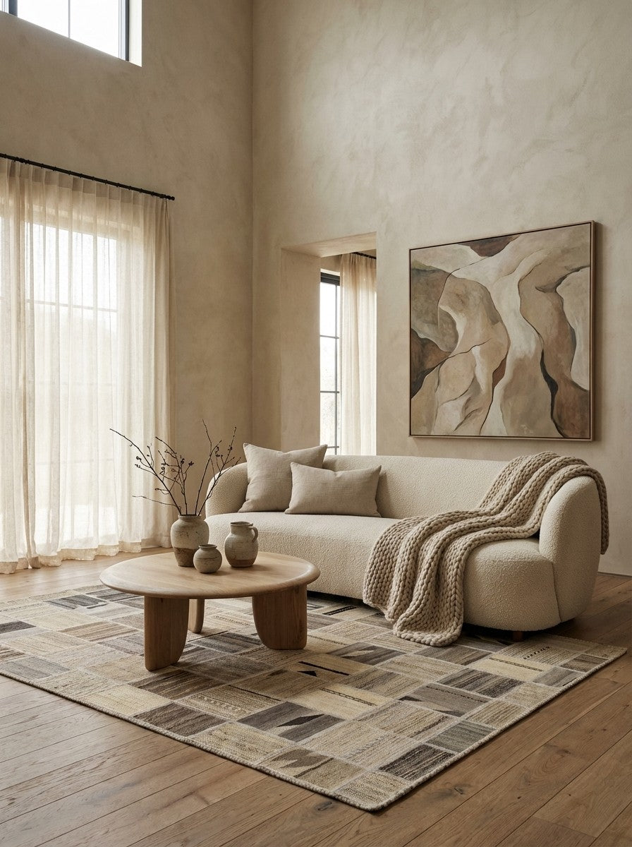 Kelim Tekkeh — Handmade, 150x200 cm, Beige, 100% Virgin Wool | Detail view